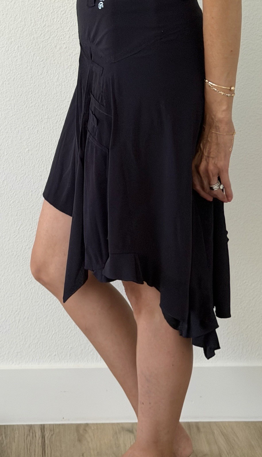 Marithe Francois Girbaud Asymmetrical Flutter Hem Pull On Skirt, Navy Blue,Small