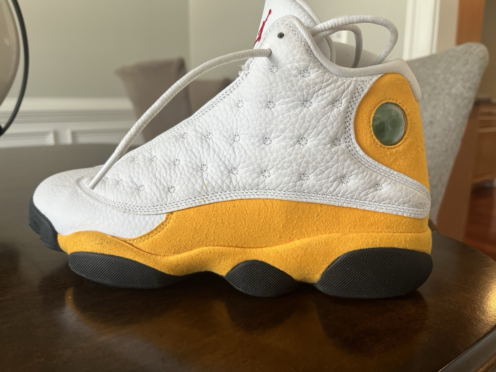 Jordan Air Jordan 13 Retro White Yellow Black Mid Top Leather Basketball