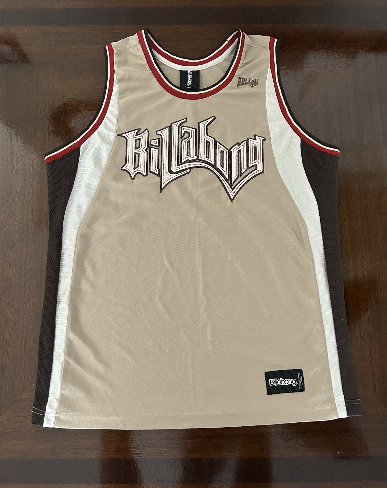 Vintage Y2K Billabong Hawaii Basketball Jersey Tank Top Gold Black Adult Size L