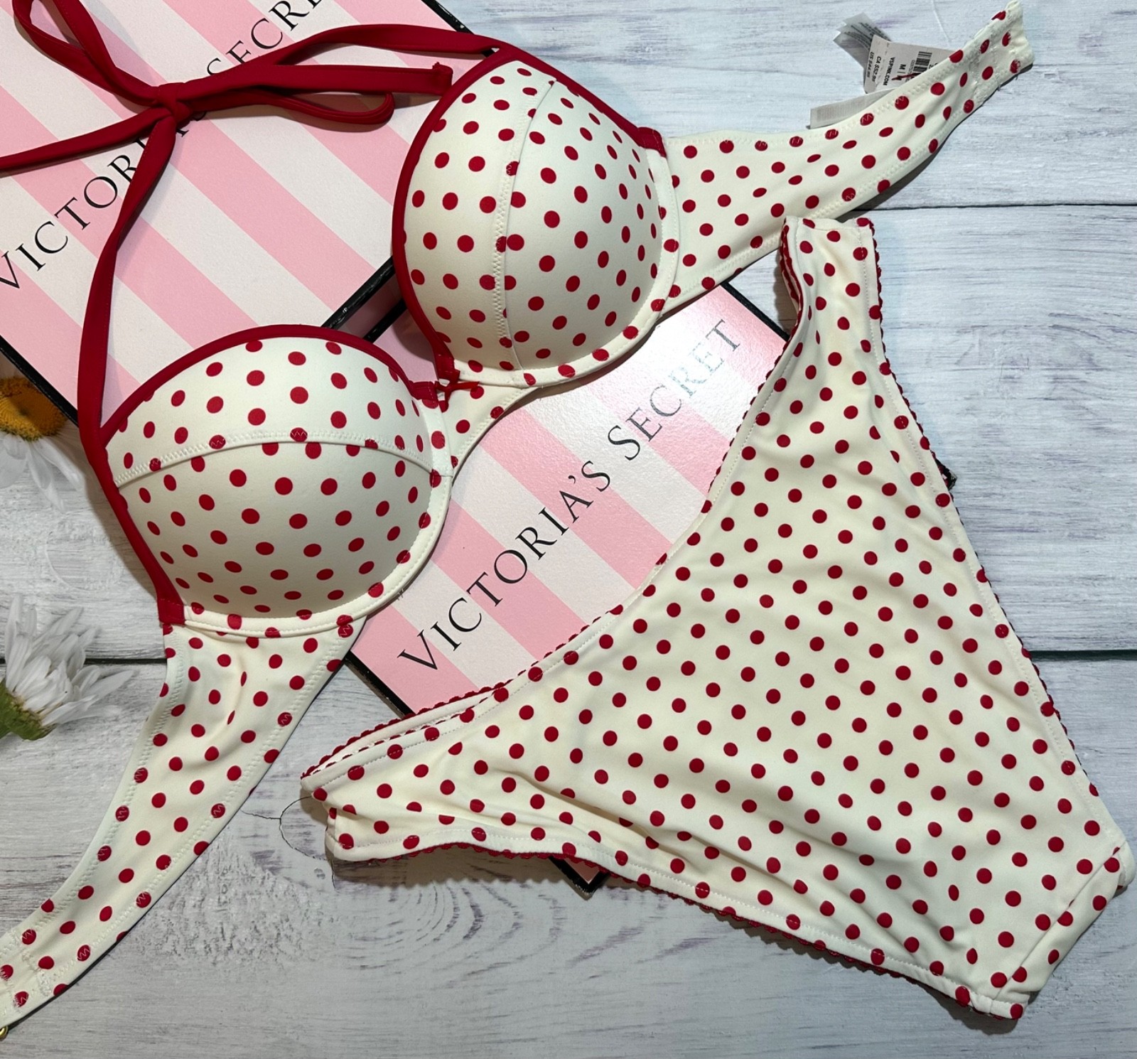 VS Pink by Frankie’s Bikinis Swimsuit polka dot ADDISON PUSH-UP BIKINI Set