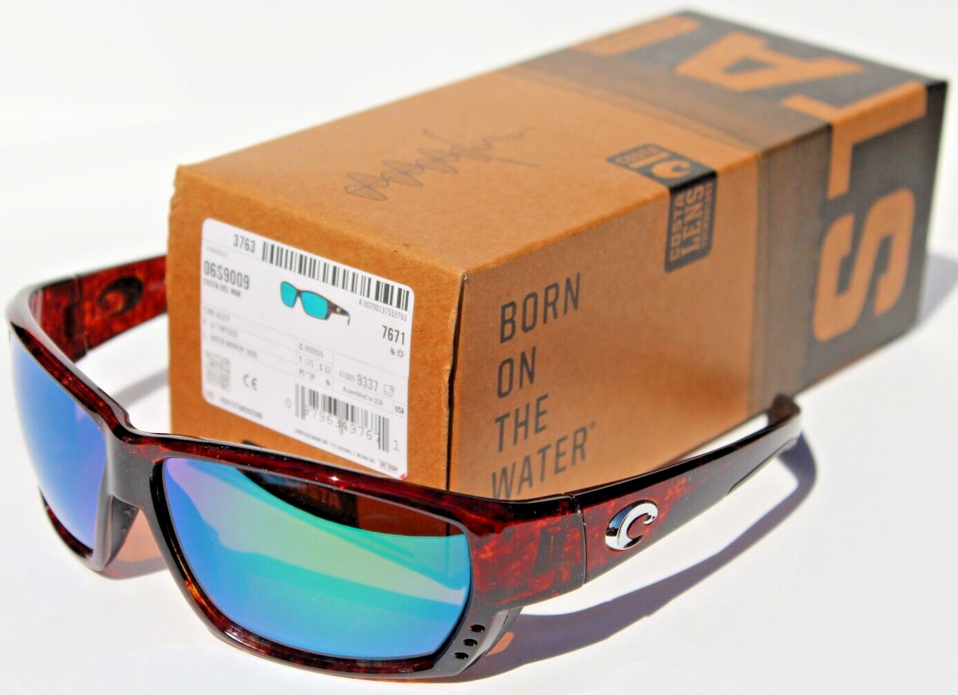 COSTA DEL MAR Tuna Alley POLARIZED Sunglasses Tortoise/Green Mirror 580G NEW
