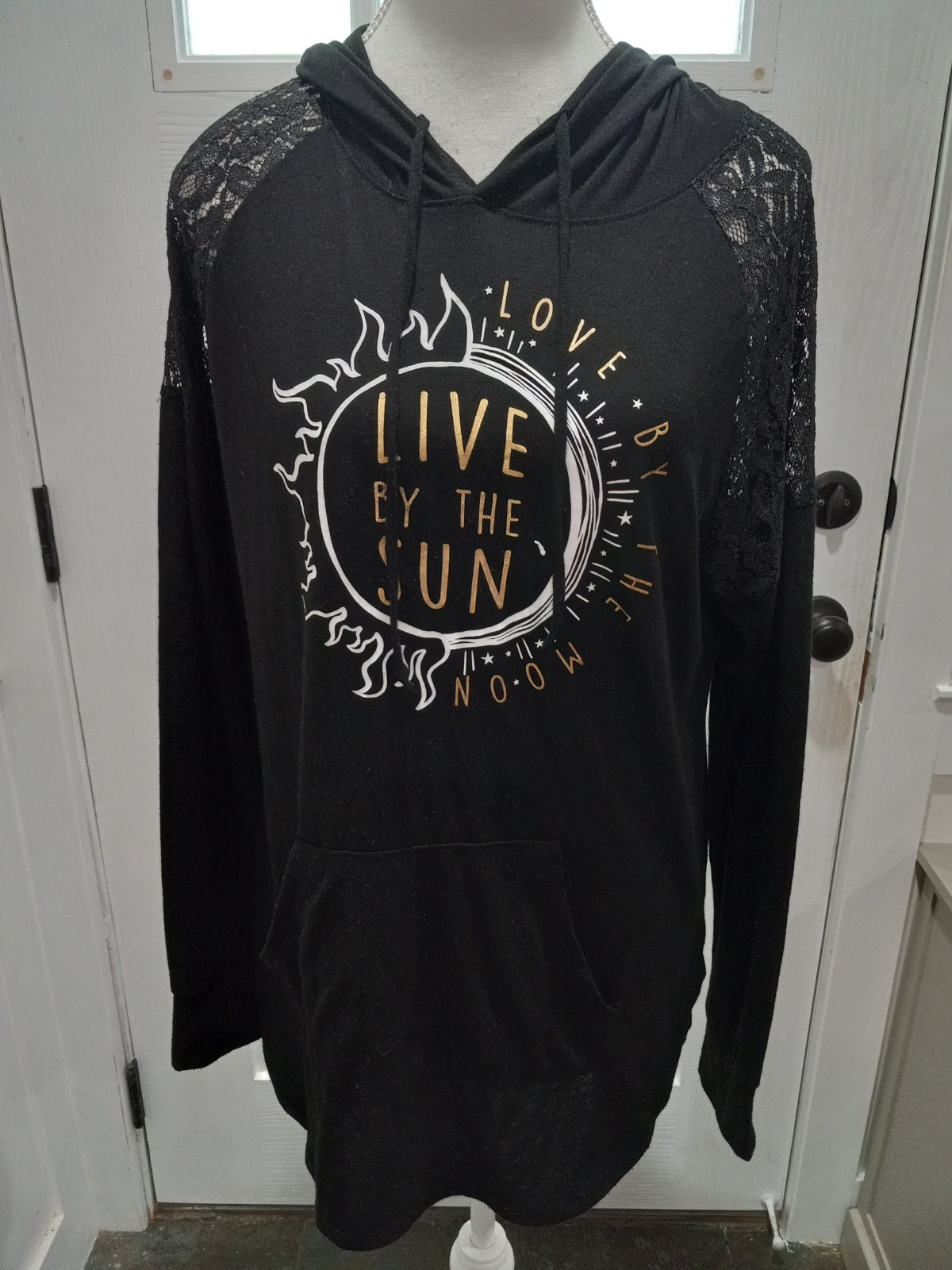 Jerry Leigh Ladies Love By Moon And Sun Hooded Shirt Top Size XL Celestial