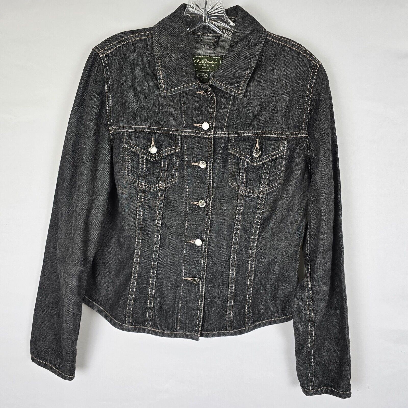 Eddie Bauer Military Jean Shirt Jacket Women’s Small Charcoal Wash Gray