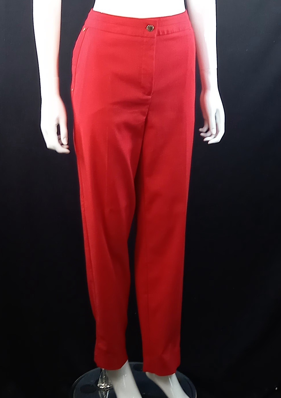 Per Una M&S Red Ankle Grazers UK 12 Long EU 40 Pockets Cotton Polyester Blend