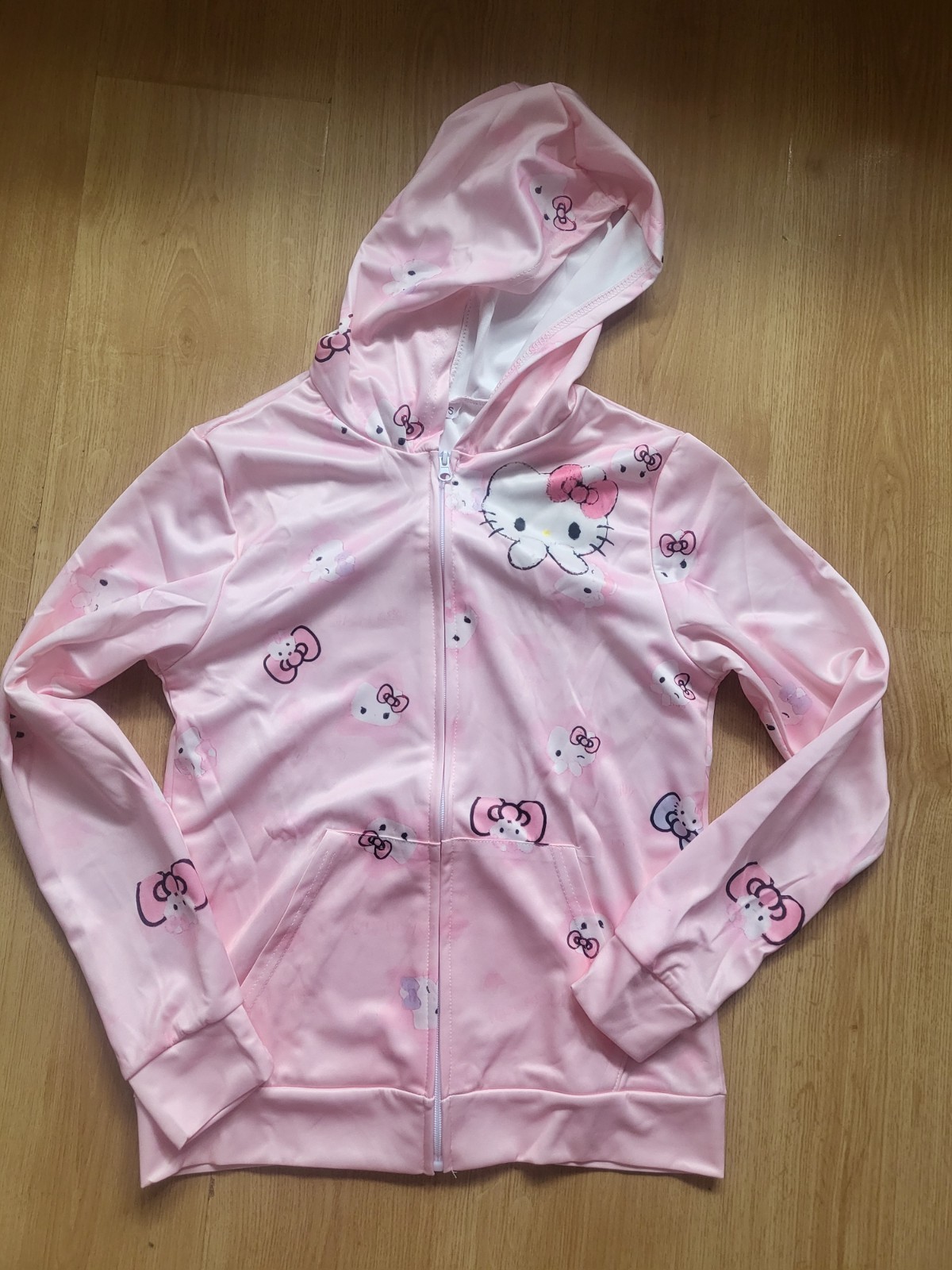 Pink Hello Kitty Zip Up Hoodie Size S Womens Sanrio Gyaru Kawaii Harajuku Y2k