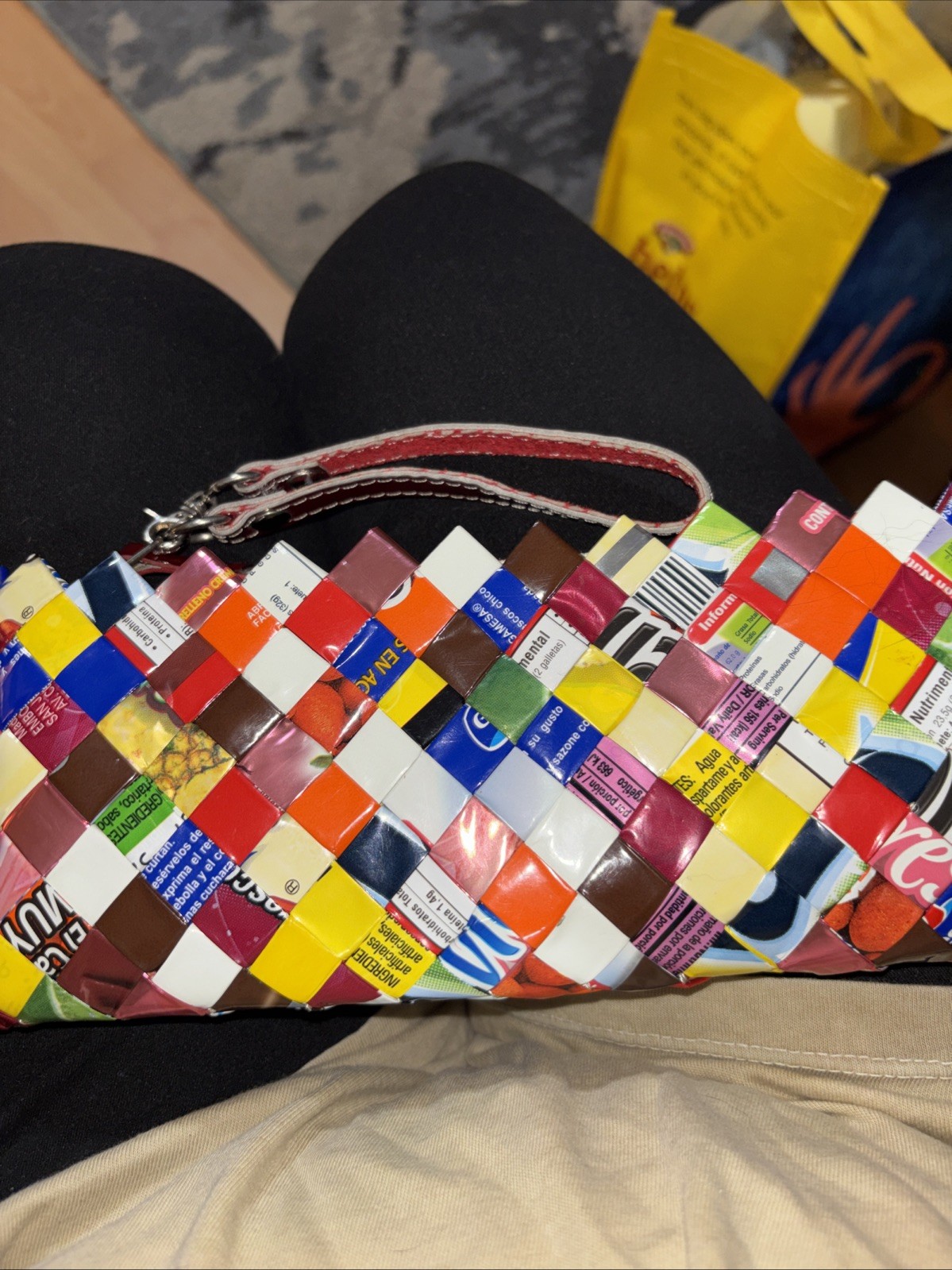 Handwoven Recycled, Mexican Candy Wrapper Zip Wristlet