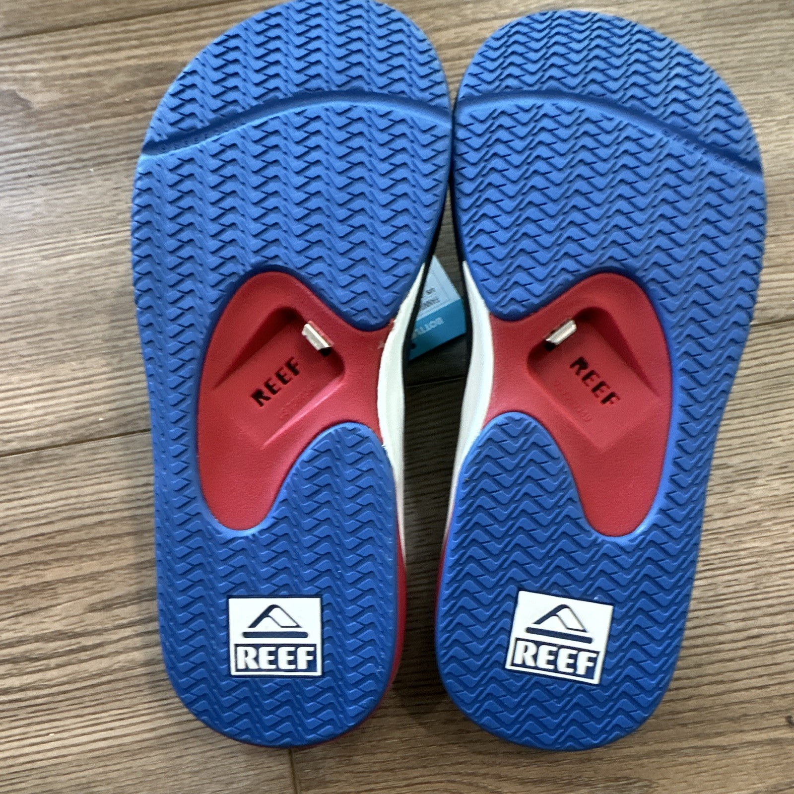 Reef Fanning Bottle Opener Flip Flop Sandals USA Stars Black/Blue/Red US 10