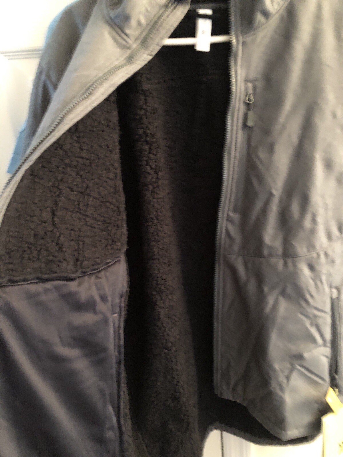 All in Motion GRAY PLUSH Lined Soft Shell hooded Jacket Coat- Zippered pockets