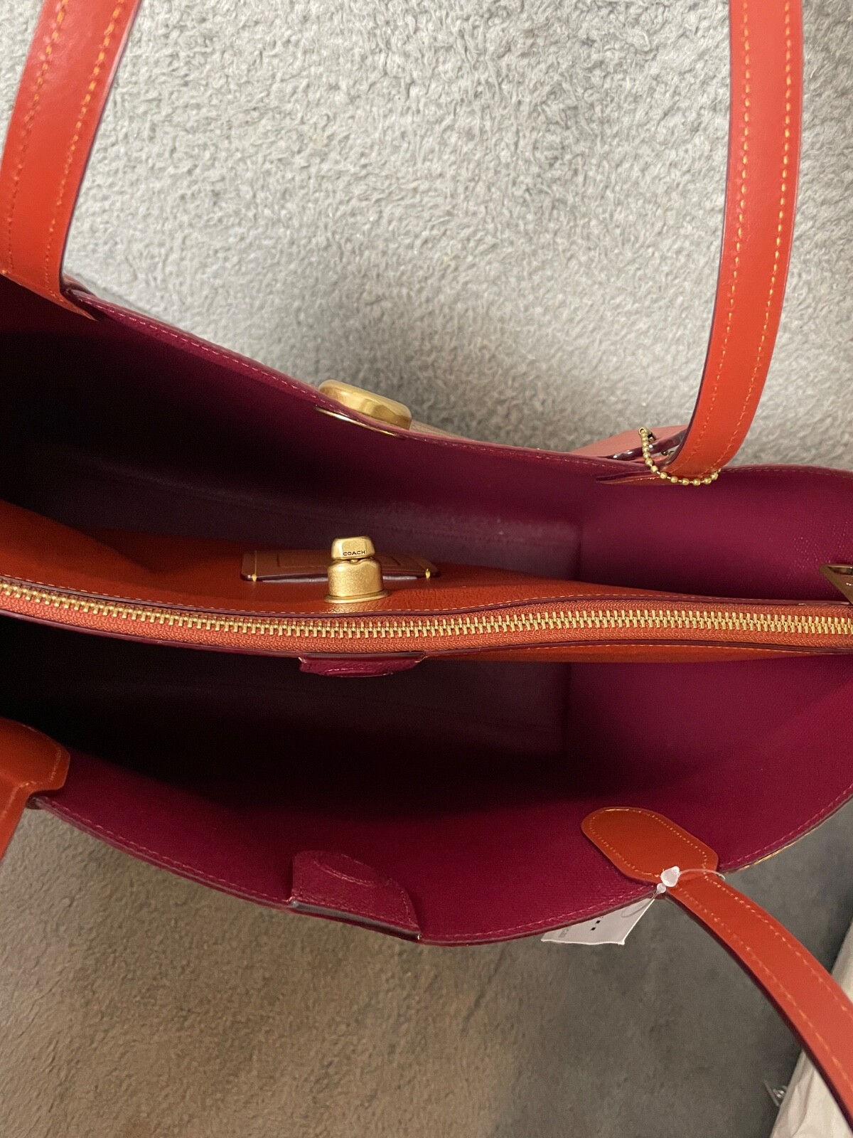 Coach Signature Willow Tote Womens Tan Rust Handbag Logo Roomy Fits Laptop