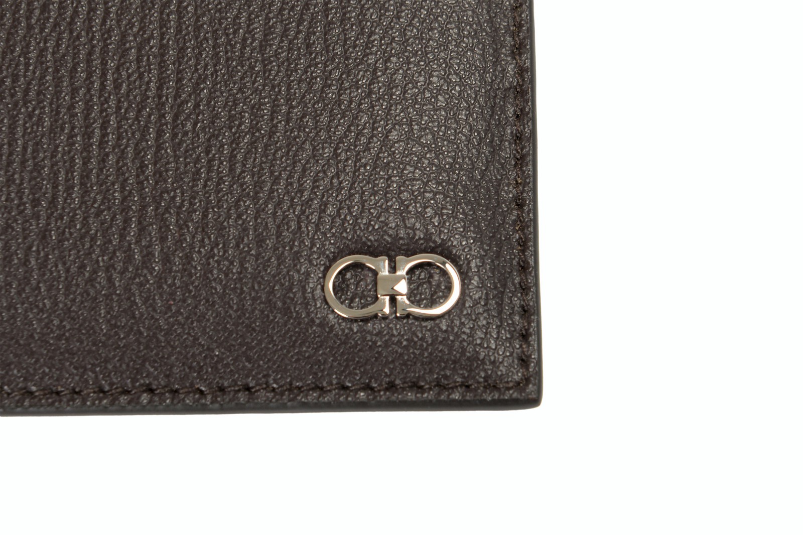 Salvatore Ferragamo Men’s Dark Brown 100% Textured Leather Card Case