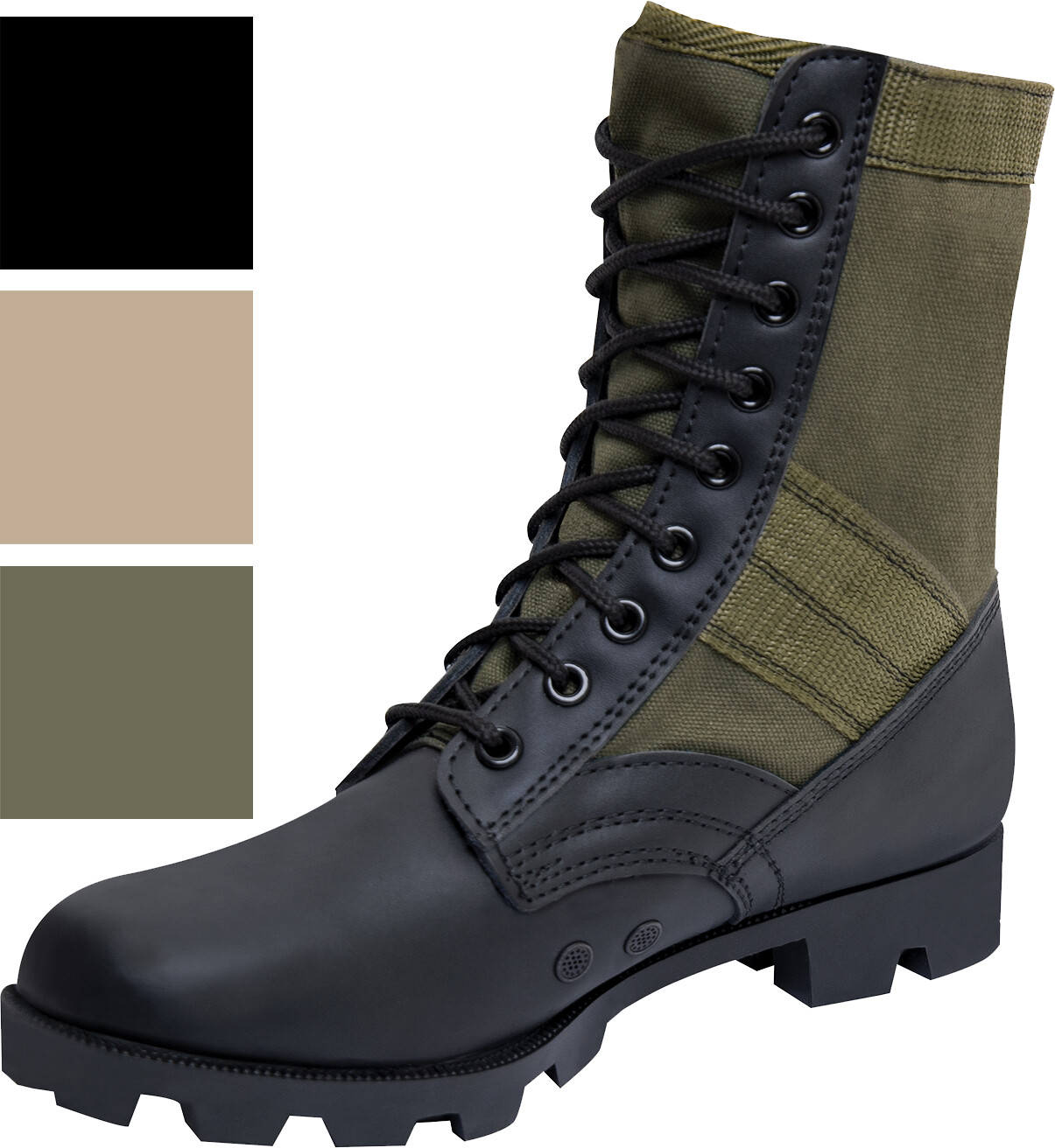 Vietnam Jungle Boots, 8″ Leather / Canvas, Panama Sole, Military Army Tactical