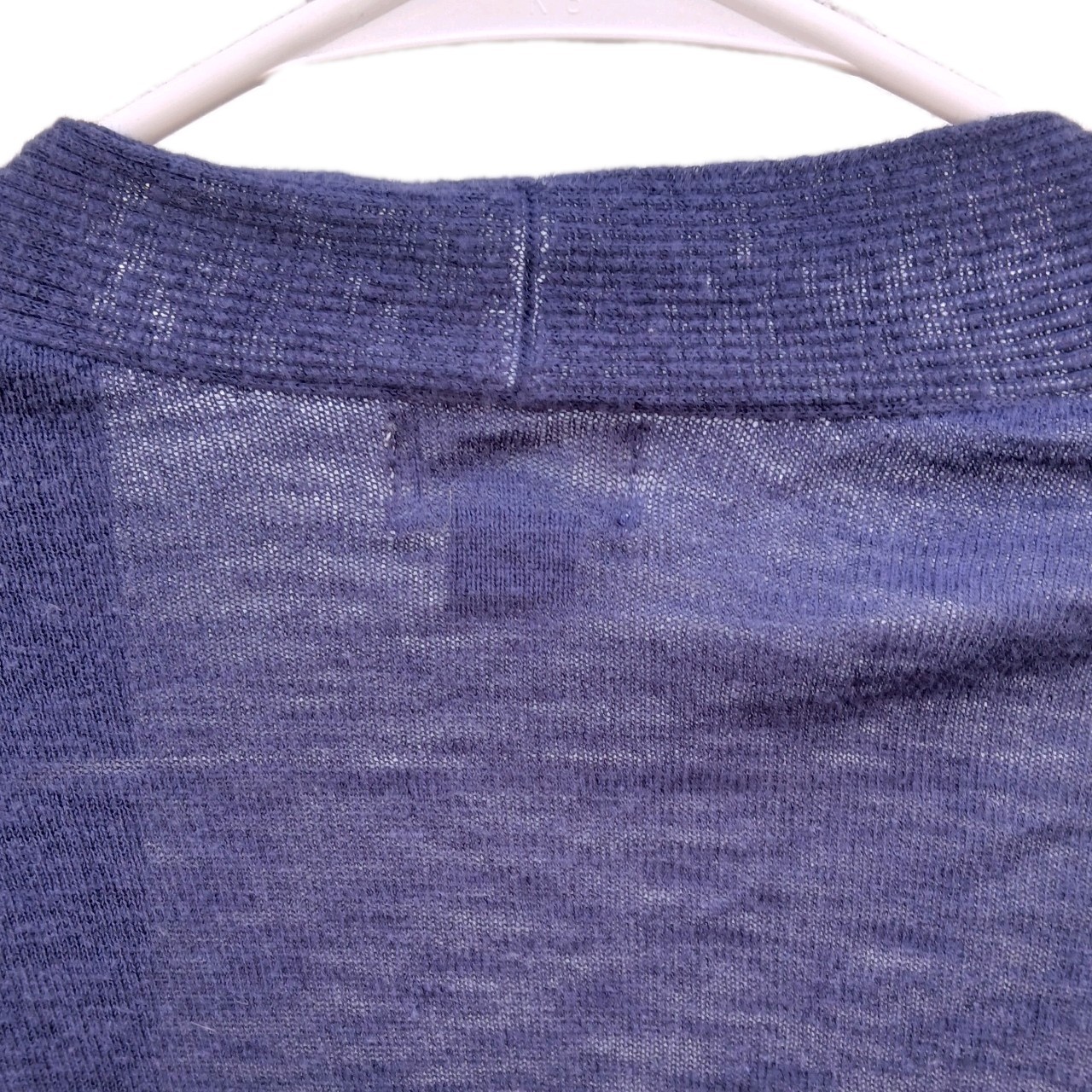 Old Navy Blue White Striped Knit Open Front Cardigan Sweater Pockets Size L