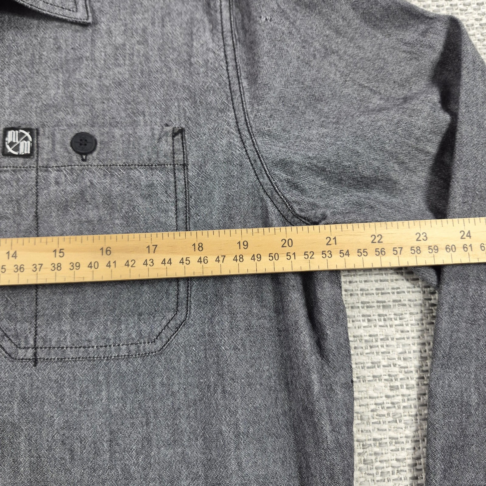 Metal Mulisha Button Up Shirt Mens Large Gray Herringbone Long Sleeve Casual