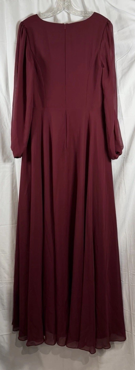 JJ’S House A Line V-Neck Full Length Chiffon Burgandy Mother Of The Bride