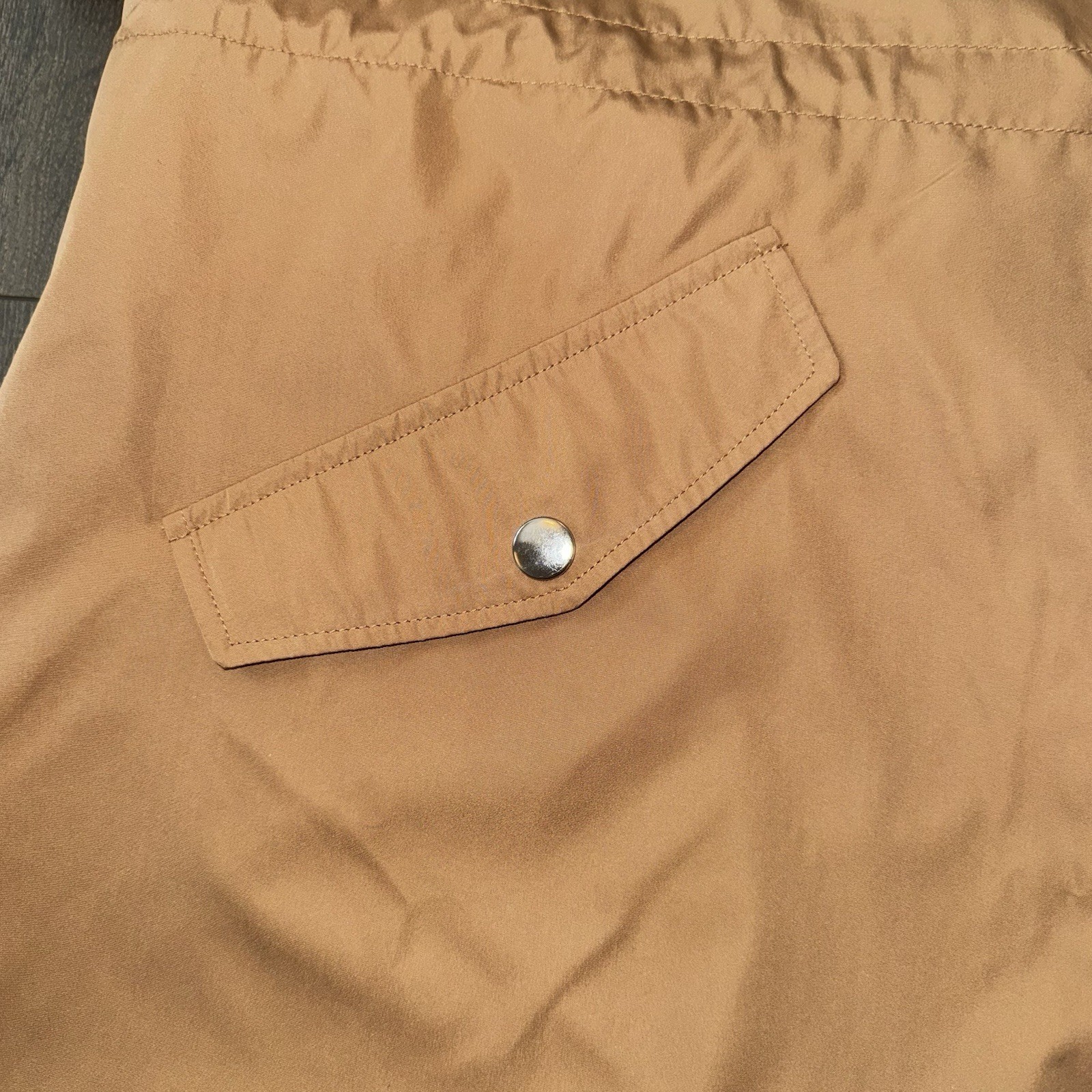 Time&Tru Women’s 1X Hooded Utility Jacket Zipup Button Hooded Khaki Windbreaker