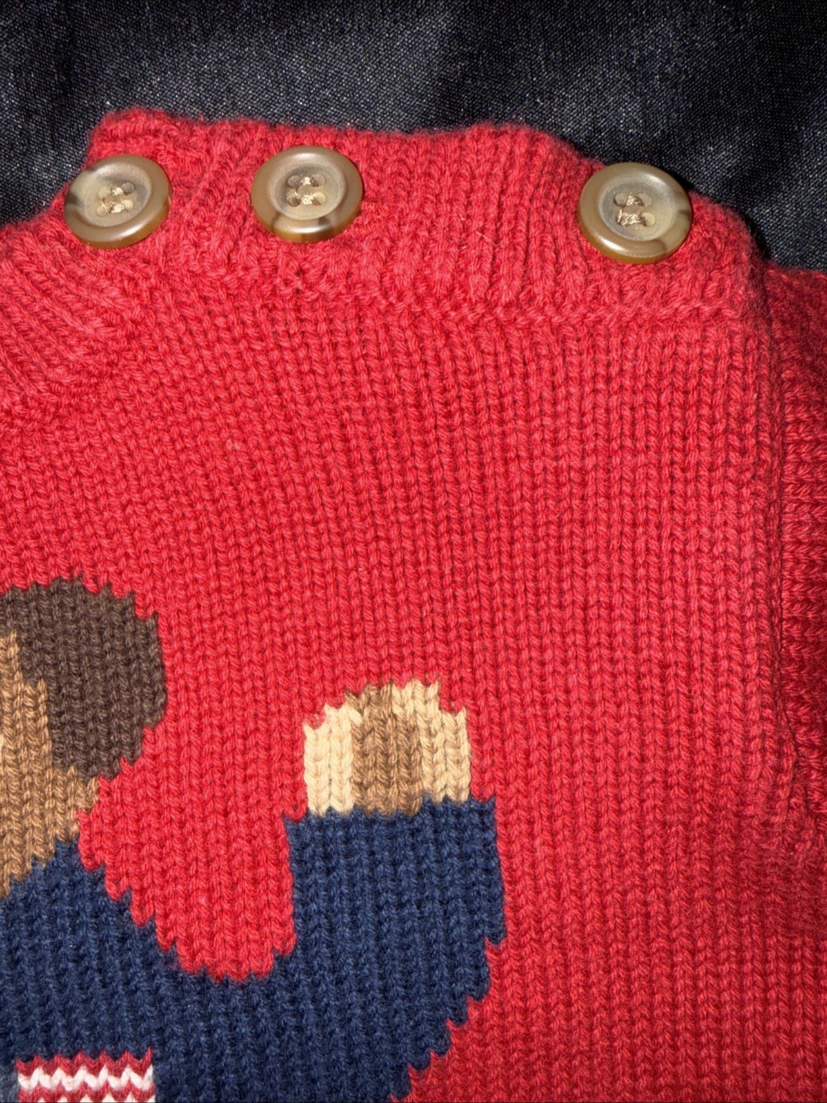 Ralph Lauren Polo Bear With Flag 90’s Sweater Hand Framed Beautiful Rare 3m-12m