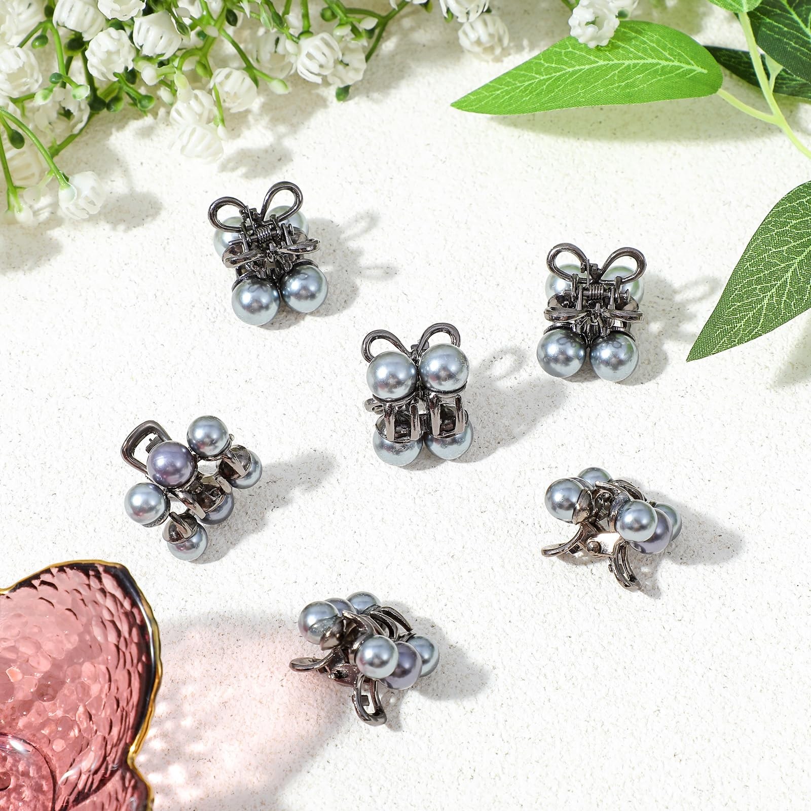 6 Pcs Small Hair Clips For Women, Cute Mini Pearl 1 Count (Pack of 1), Silver