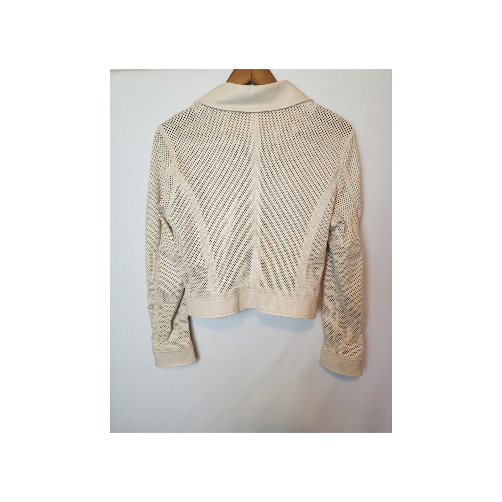 BLANKNYC Perforated Moto Jacket Women’s Small Cream Faux Leather Zip Pockets