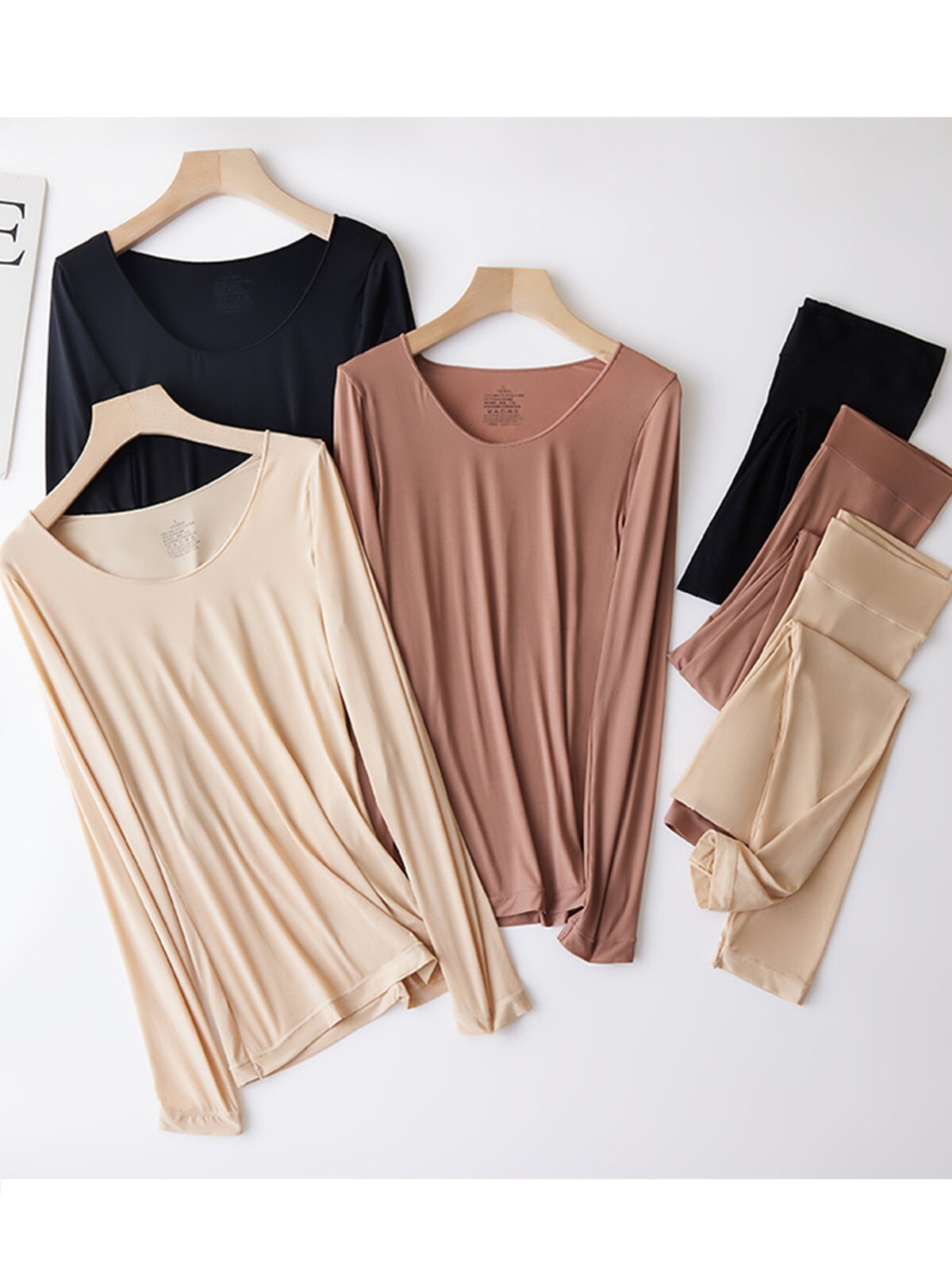 Women Super Thin High Elasticity Thermal Long Johns Underwear Top&Bottom 2PC Set