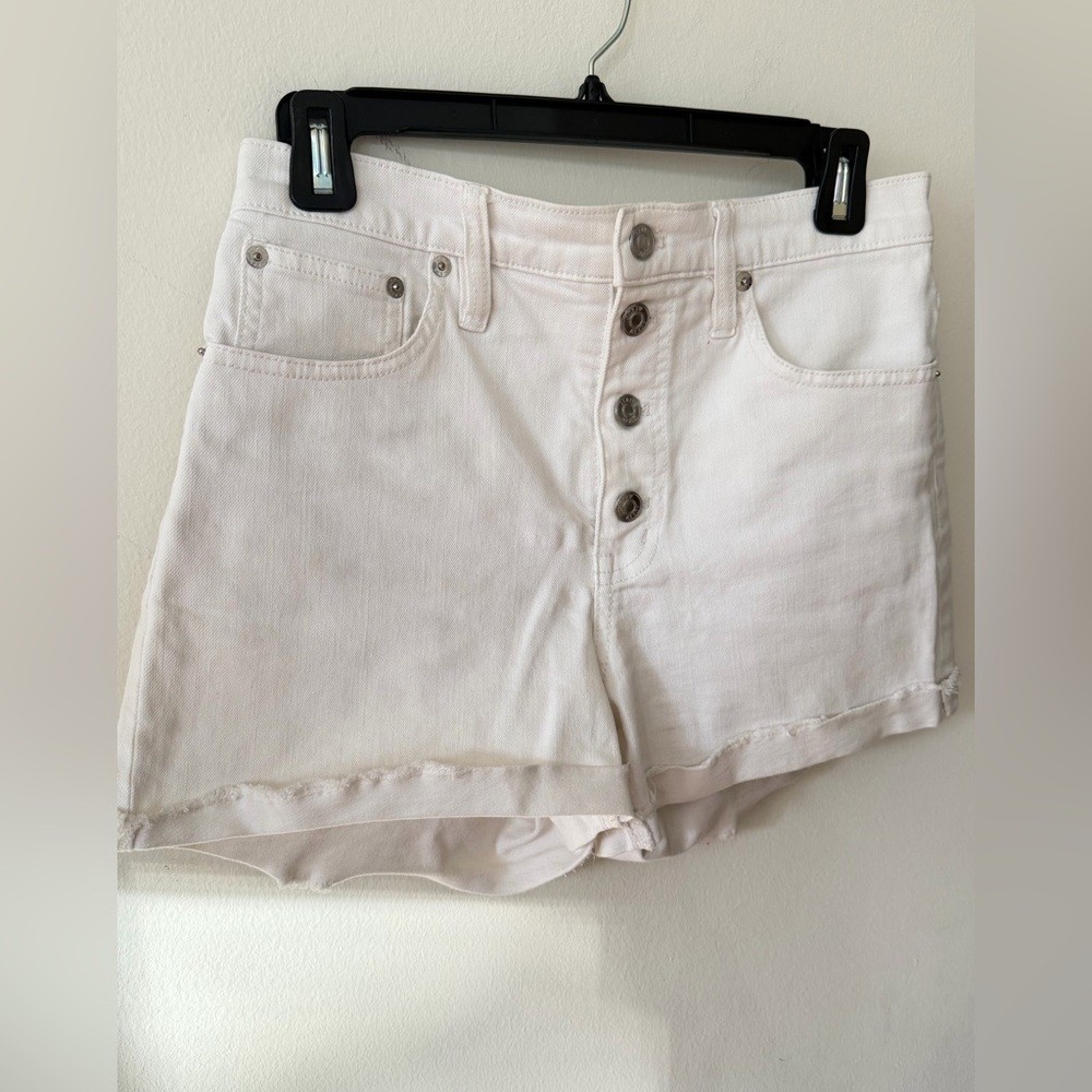 🤍 J.Crew High-Waisted White Denim Shorts – Size 27 🤍