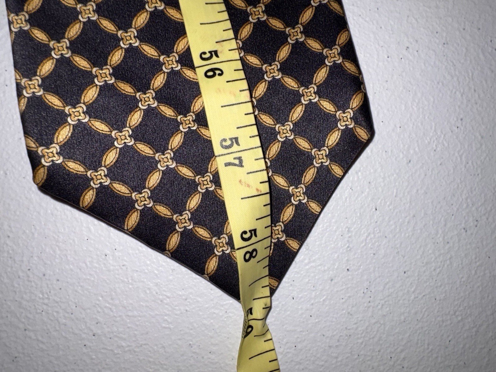 Villa Bugatti Silk Black Gold Geometric Designer Men’s Tie Classic 57-60″