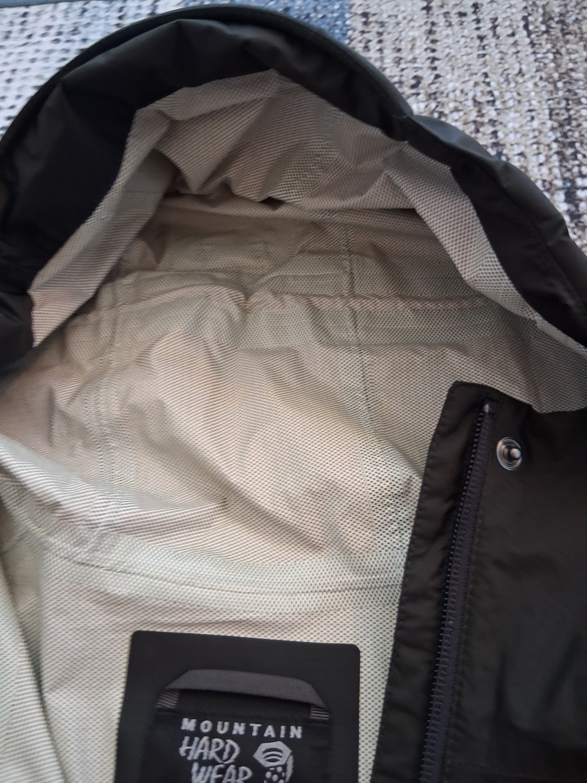 Mountain Hardwear Black Rain Jacket Hooded Nylon Full-Zip Women’s Size XL
