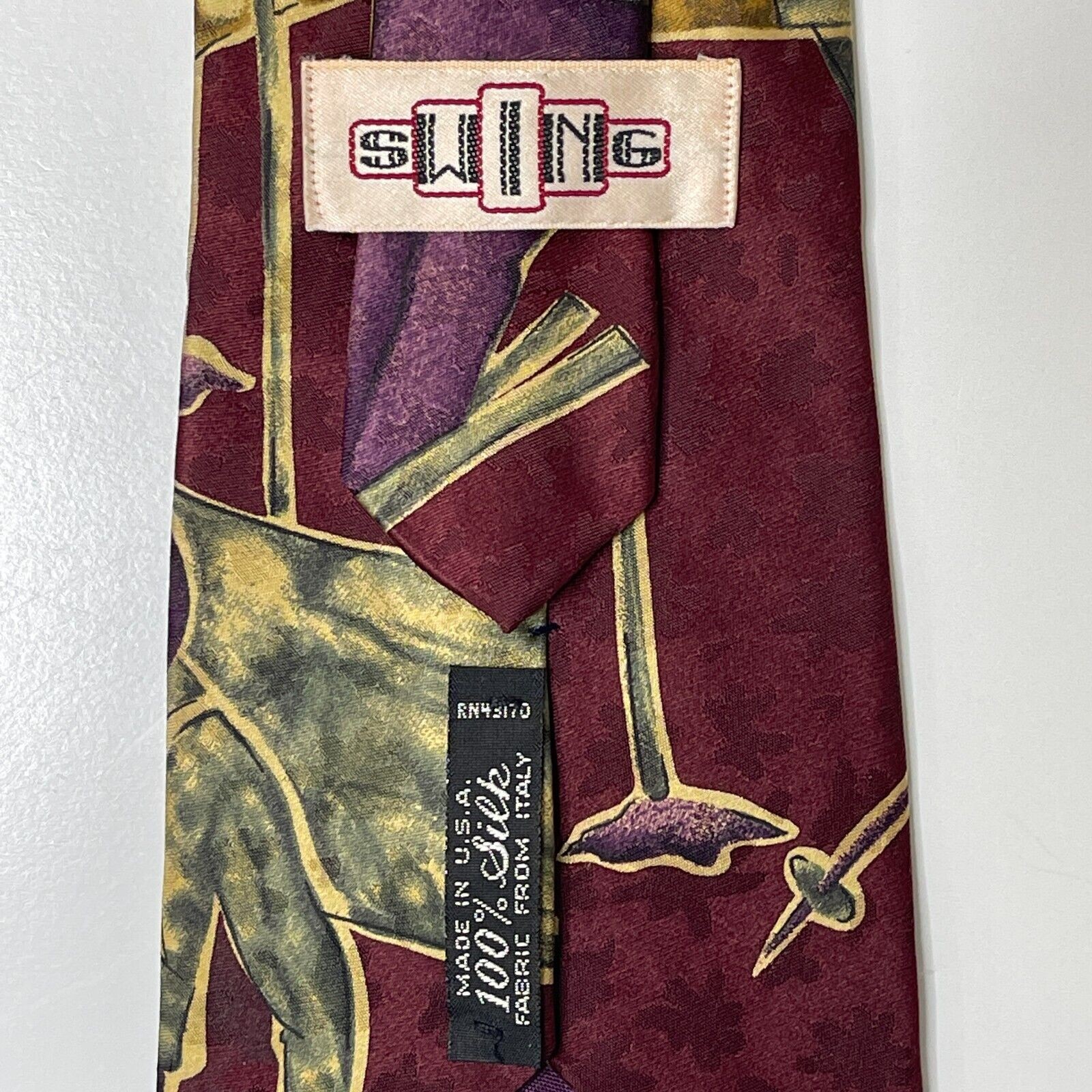 Swing All Silk Men’s Necktie Abstract Pattern Multicolor Casual Tie Made in USA