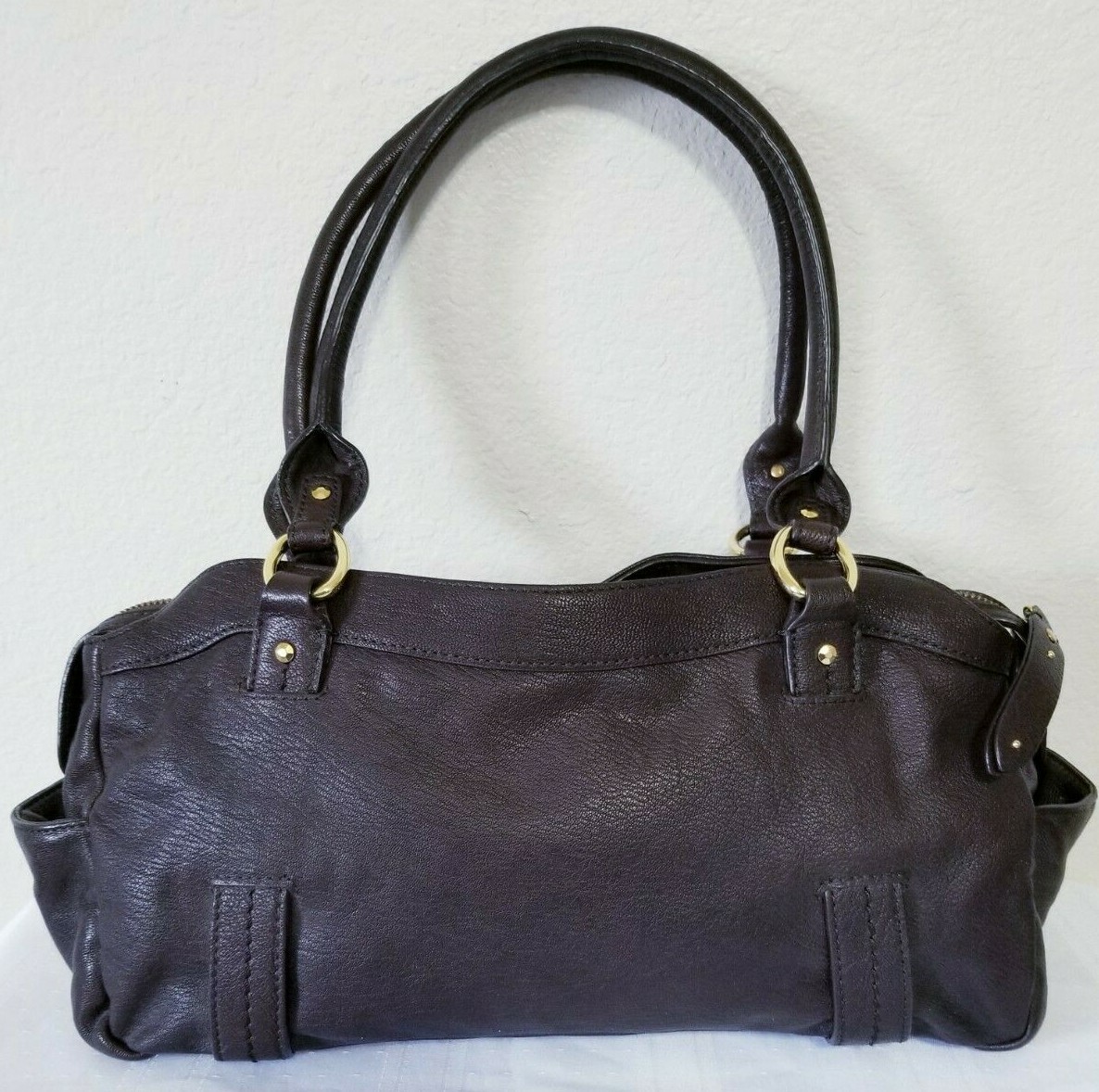 SIGRID OLSEN DARK BROWN Leather SHOULDER BAG HANDBAG PURSE
