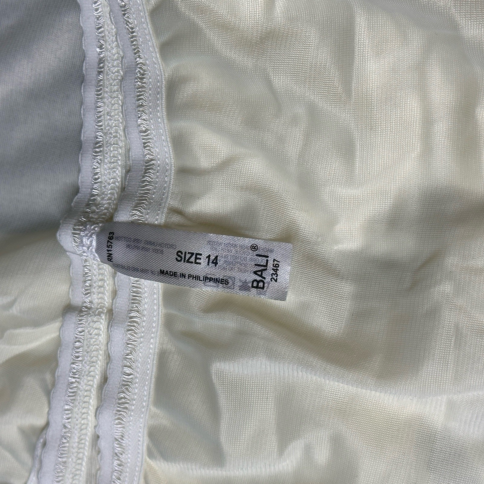 3 PAIR Bali Vintage Full Cut Silky Nylon Panties Ivory Briefs 23467 Size 14 NEW