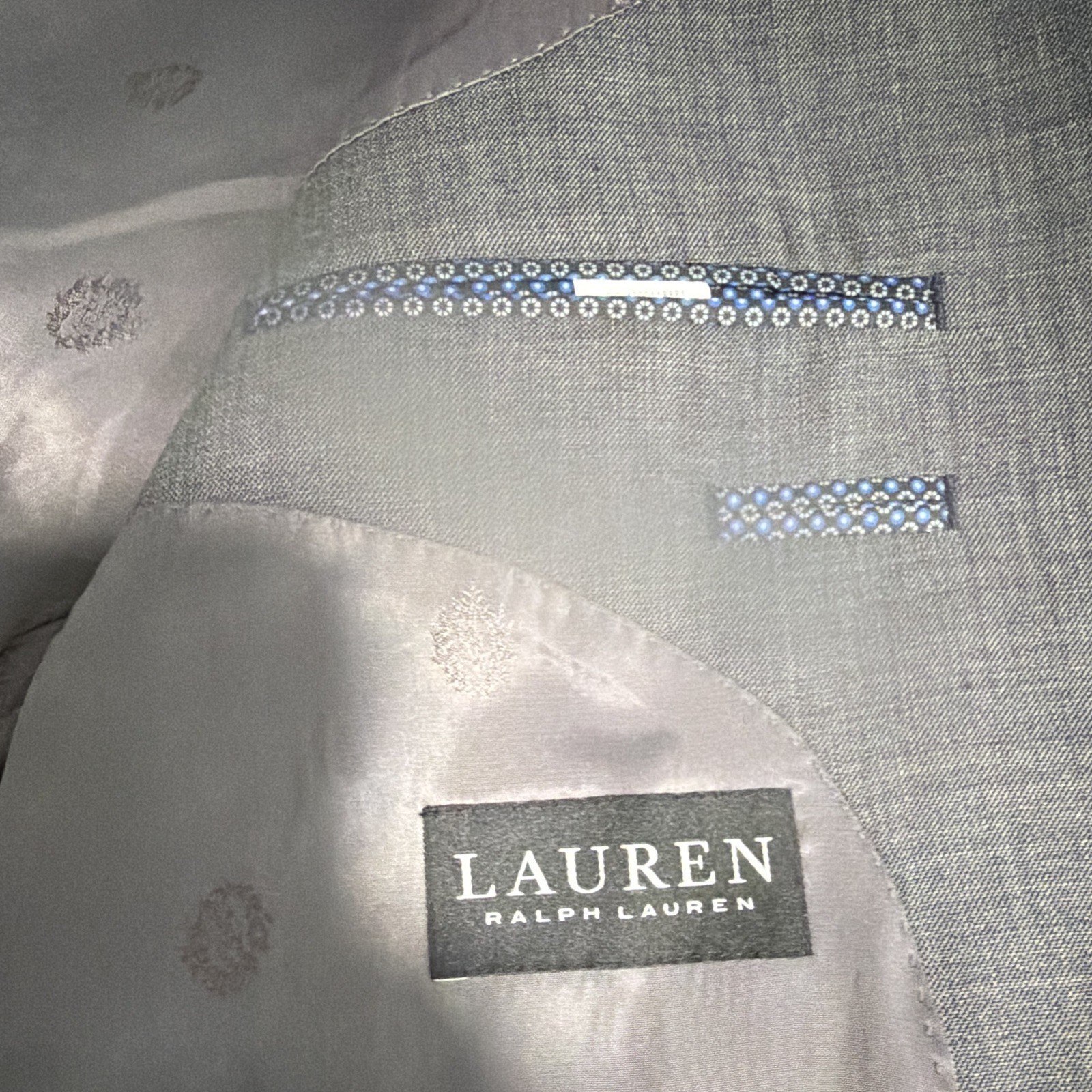 Lauren Ralph Lauren Men’s Gray Wool Suit Jacket 42R Classic Fit Notch Lapel