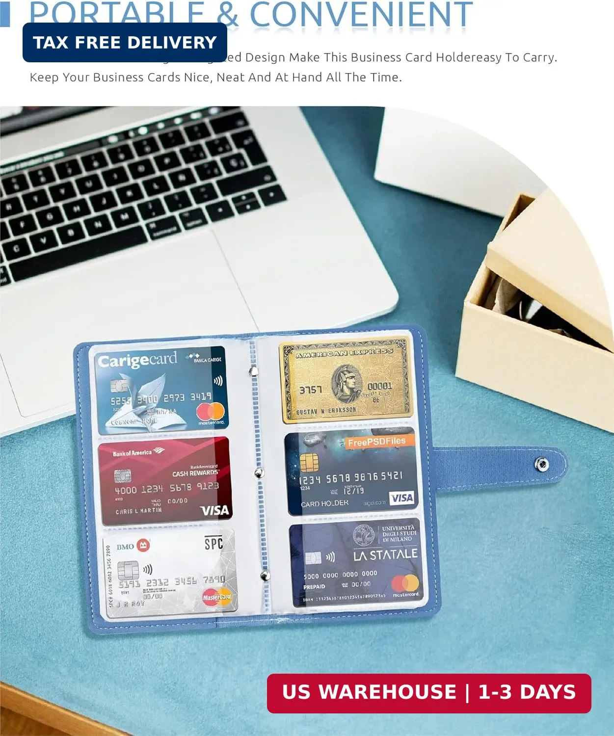 Credit Card Holder, Leather Business Card Organizer with 96 Card Slots, Professi