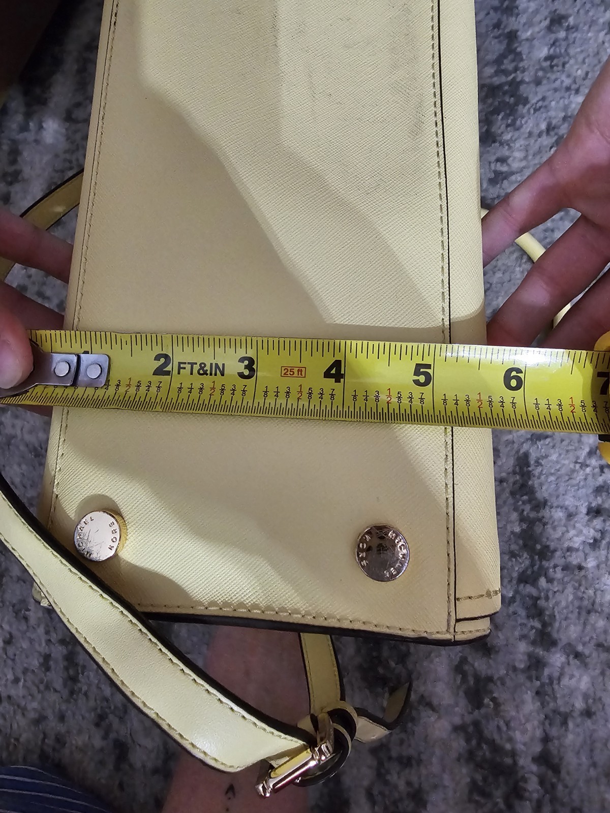 Michael Kors Yellow Satchel Zip Top Handle w Detachable Strap, Bag Charm