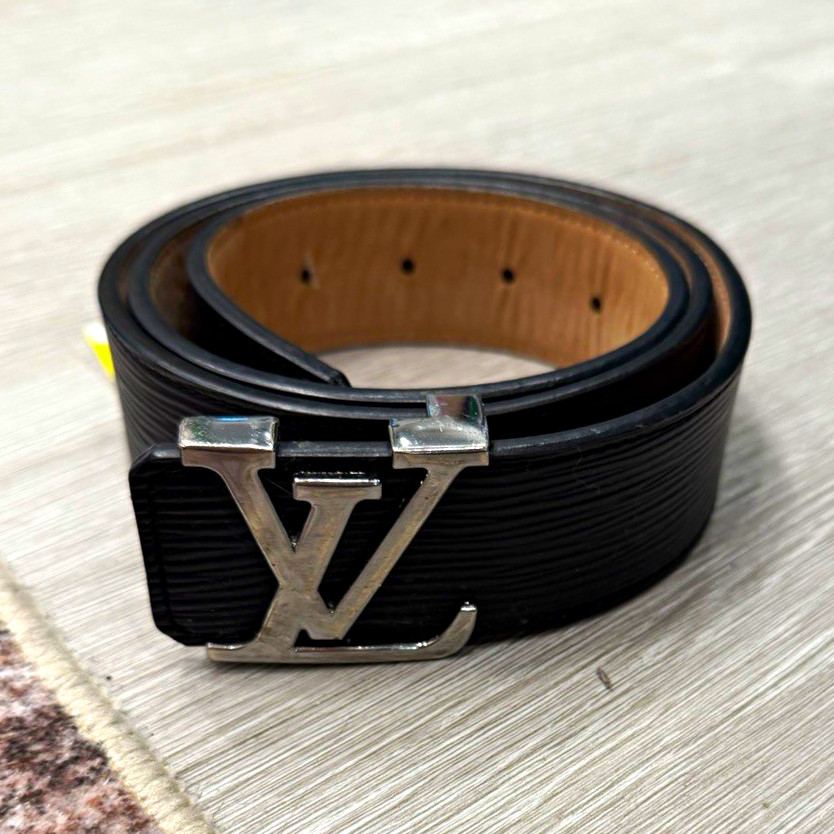 Louis Vuitton Black Dress Belt LV Initial Buckle 40mm Adjustable Solid