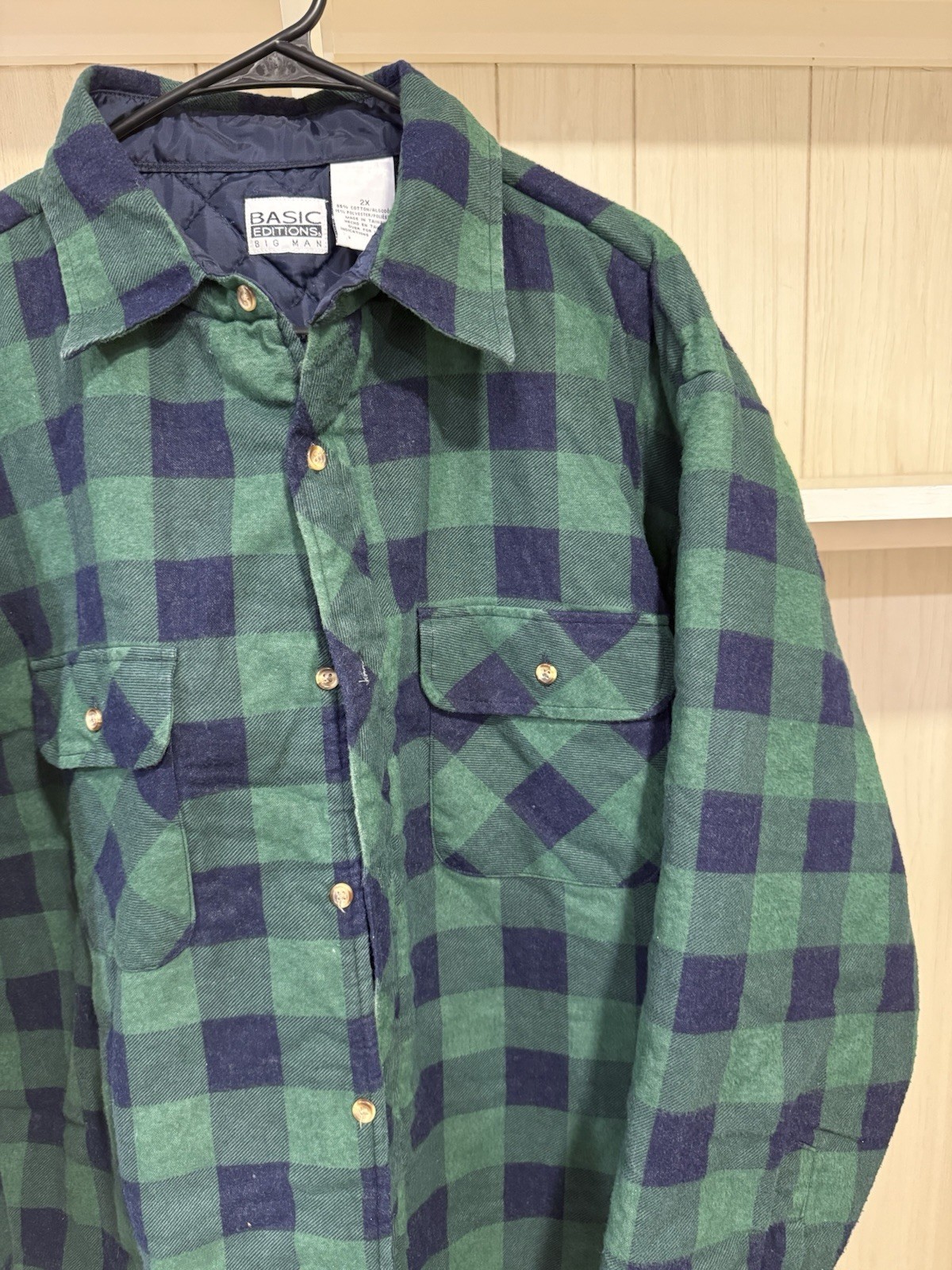 Basic Edition Big Man 2XL Men’s Button Down Flannel Plaid Shirt Long Sleeve