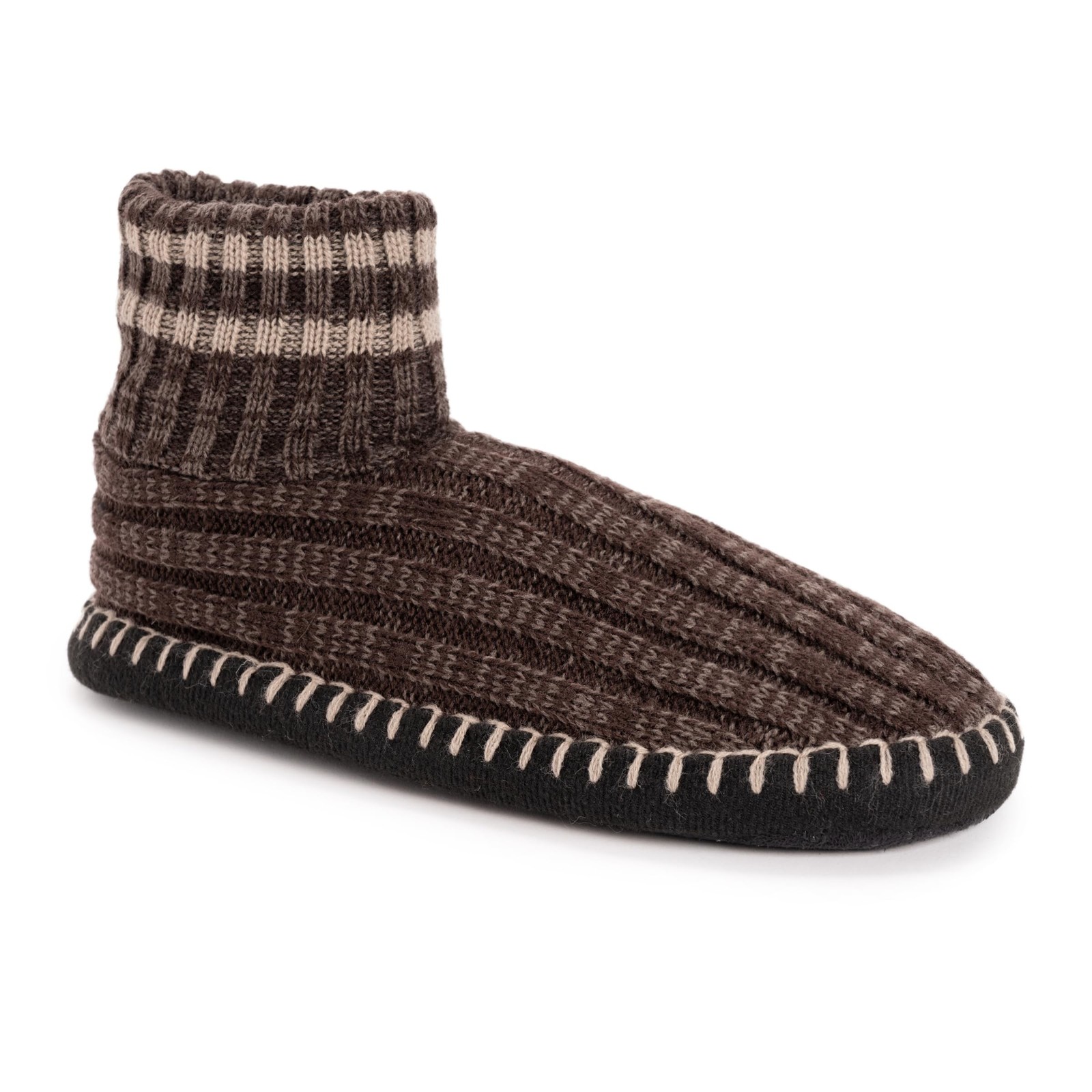 MUK LUKS Men’s Cuff Bootie Slipper Small-Medium Brown Marl