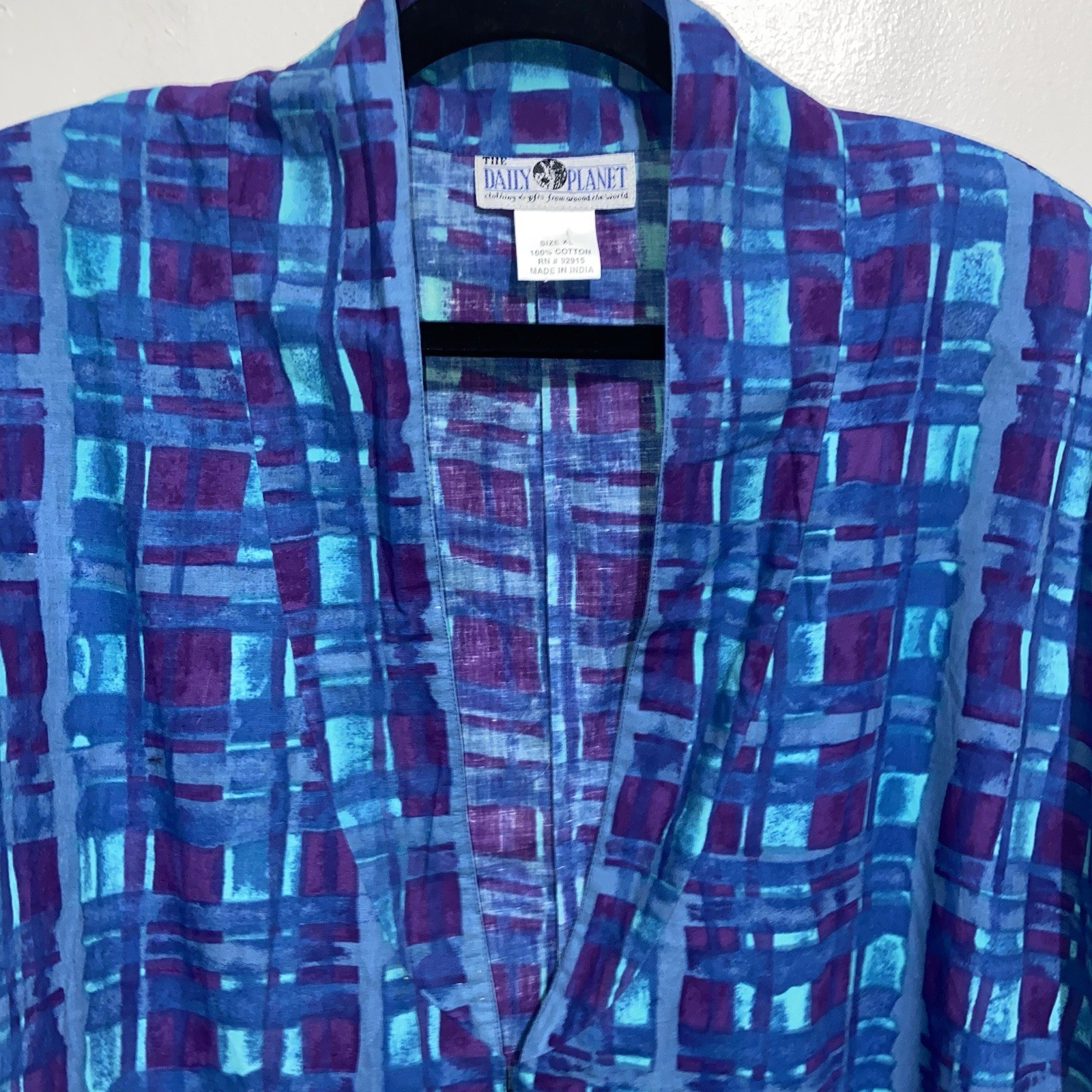 The Daily Planet Jacket Womens XL Vintage Artsy Boho Lagenlook Pockets Colorful