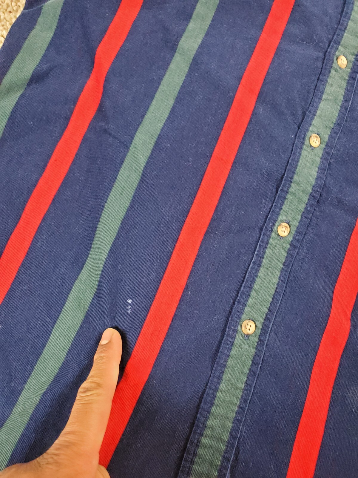 Vintage 90s Norsport Corduroy Shirt Medium Mens Striped Multicolor Button Down