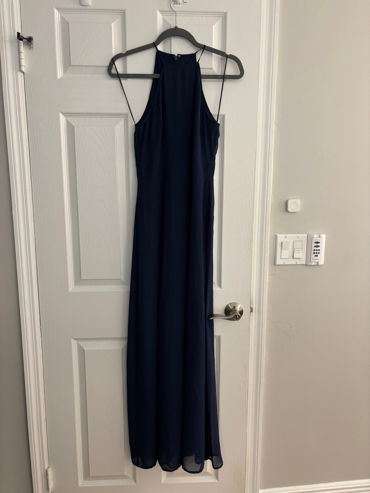 Express Navy Halter Maxi Dress Sleeveless Flowing Size 0
