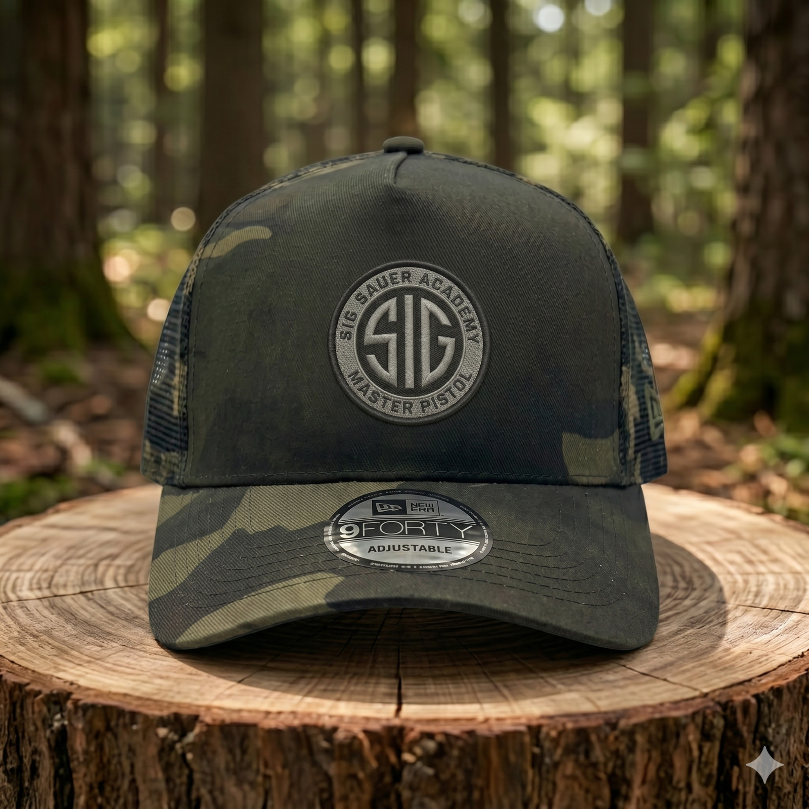 Sig Sauer Academy Master Pistol Camo Trucker Hat Flat Embroidered Mesh Cap
