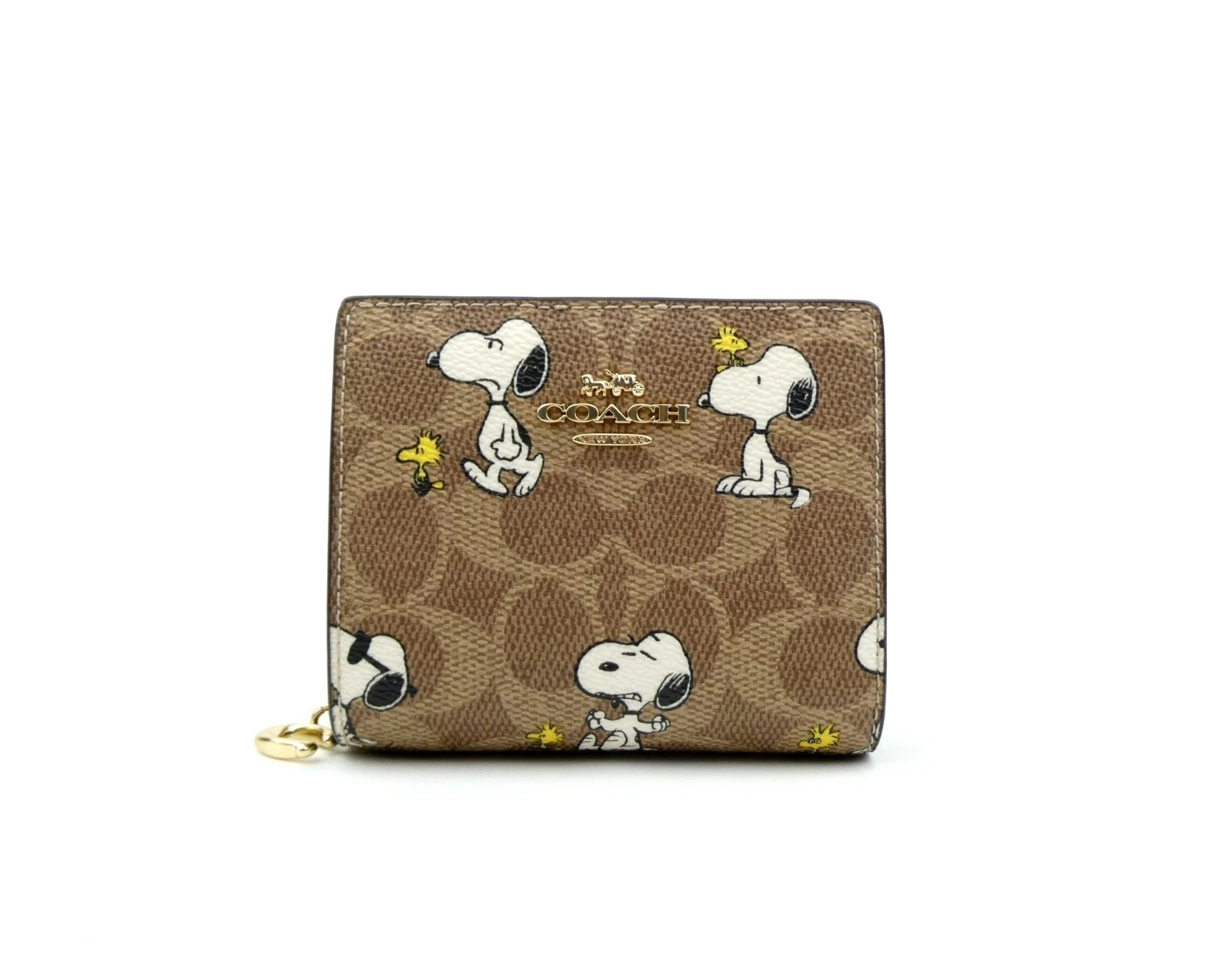 NWT Coach X Peanuts Snap Wallet In Signature Canvas With Snoopy Print CBN32 A