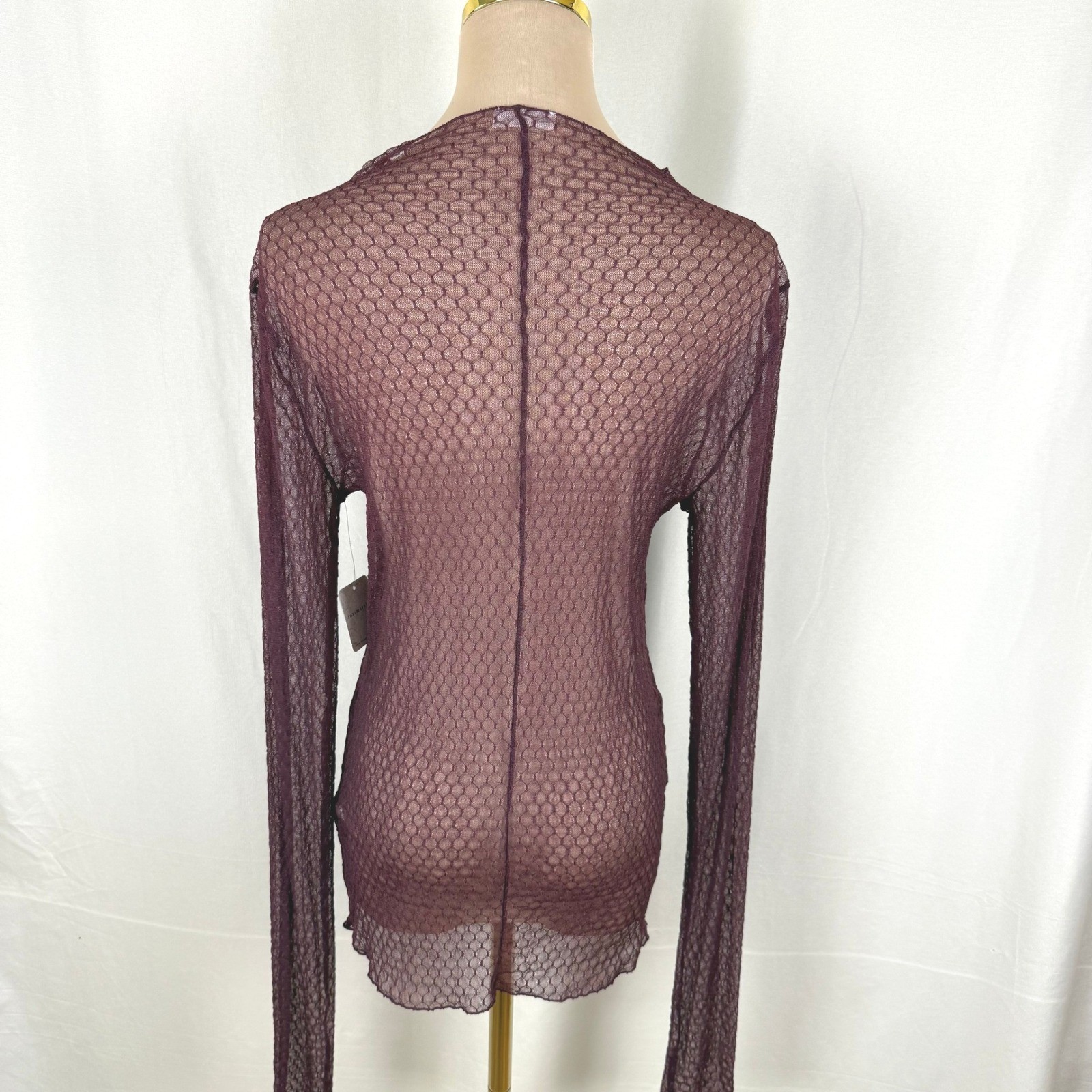 Intimately Free People Minding My Business Mesh NWT Top Wine L Whimsigoth Indie