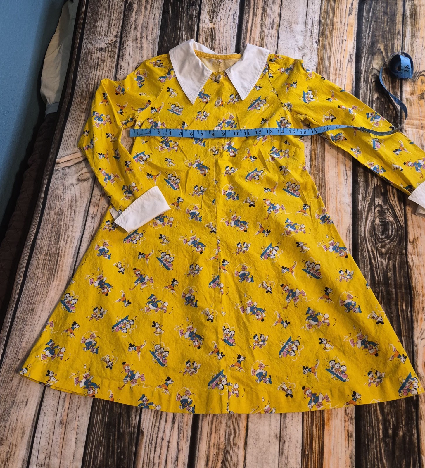 Vintage Disney Dress European Donald Mickey Mouse Print Size EU 36 US 4-6 Small