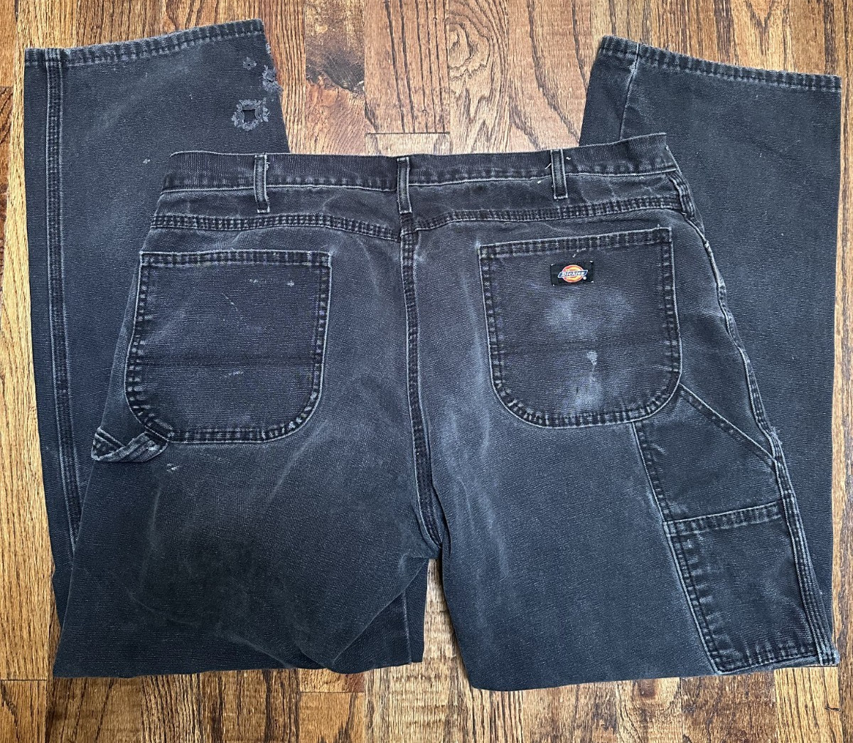 Vintage Dickies Black Carpenter Pants Mens 38×32 Distressed Duck Canvas Workwear