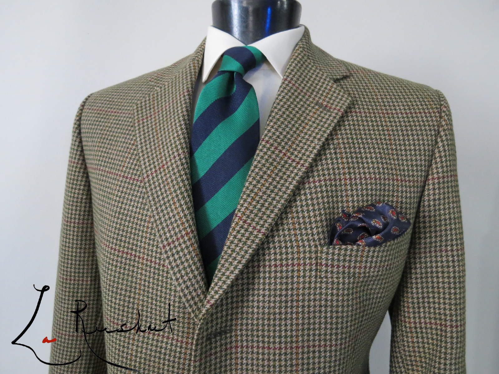Cordings London Hounds tooth tweed windowpane heavy wool hacking sport coat 44 R