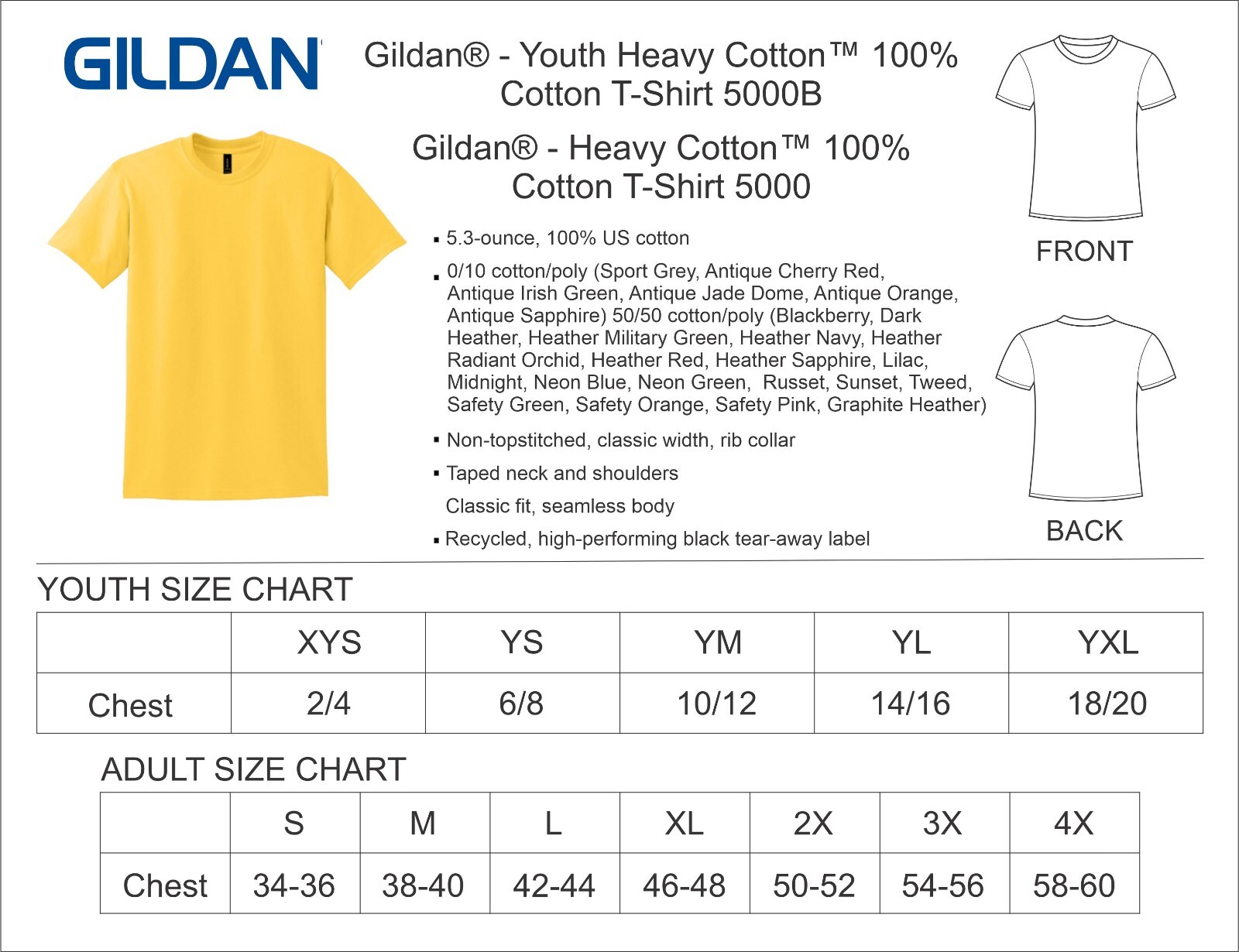 Gildan® – Youth Heavy Cotton™ 100% Cotton T-Shirt 5000B