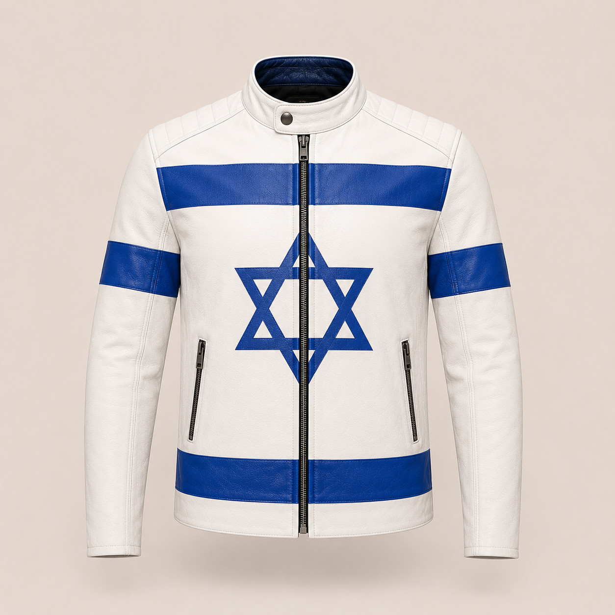Israel Flag Leather Jacket, Union Jack Leather Coat, Men Women Vintage