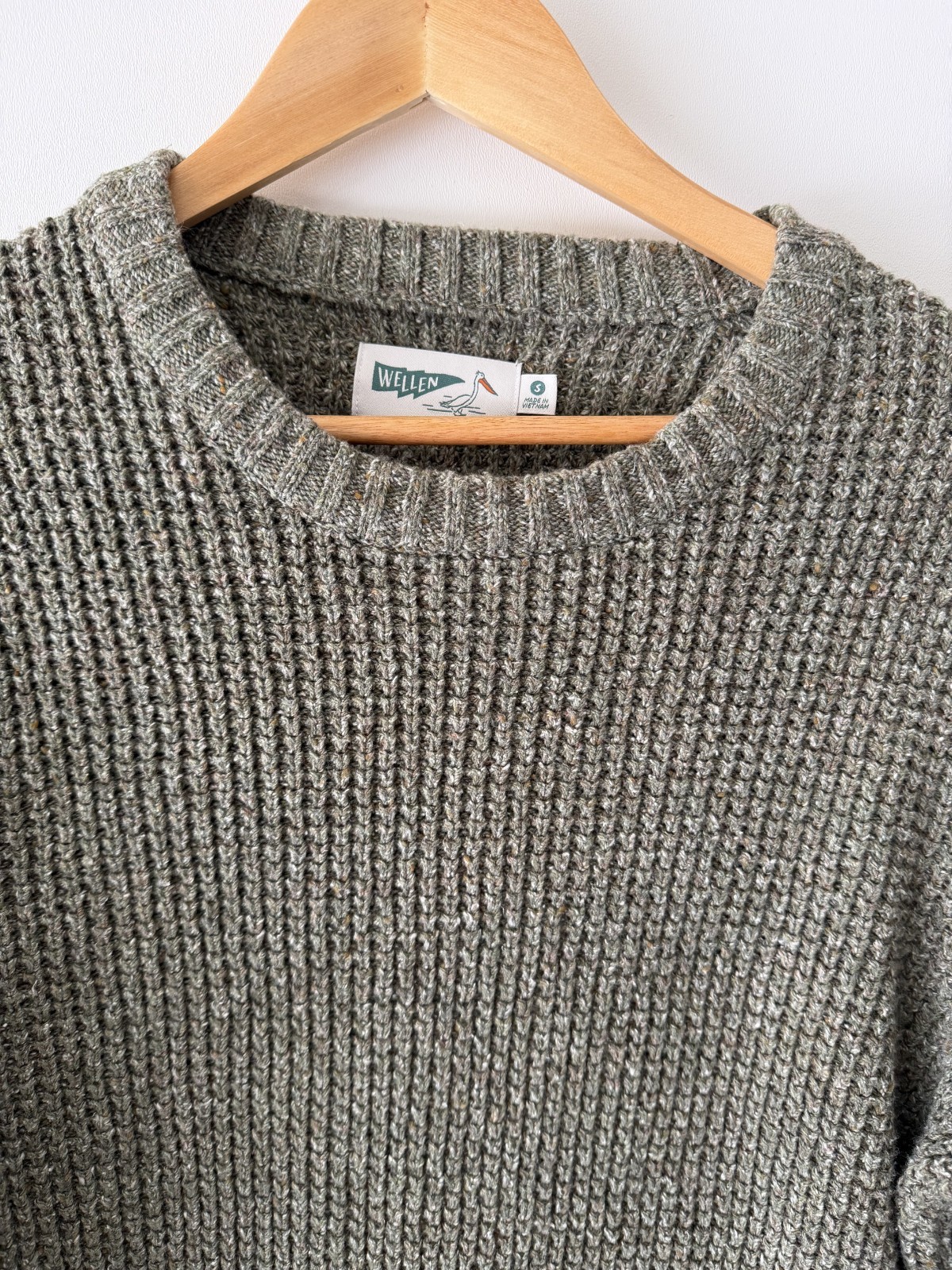 Wellen Sweater Mens Small Olive Green Headlands Waffle Knit Fisherman Crewneck