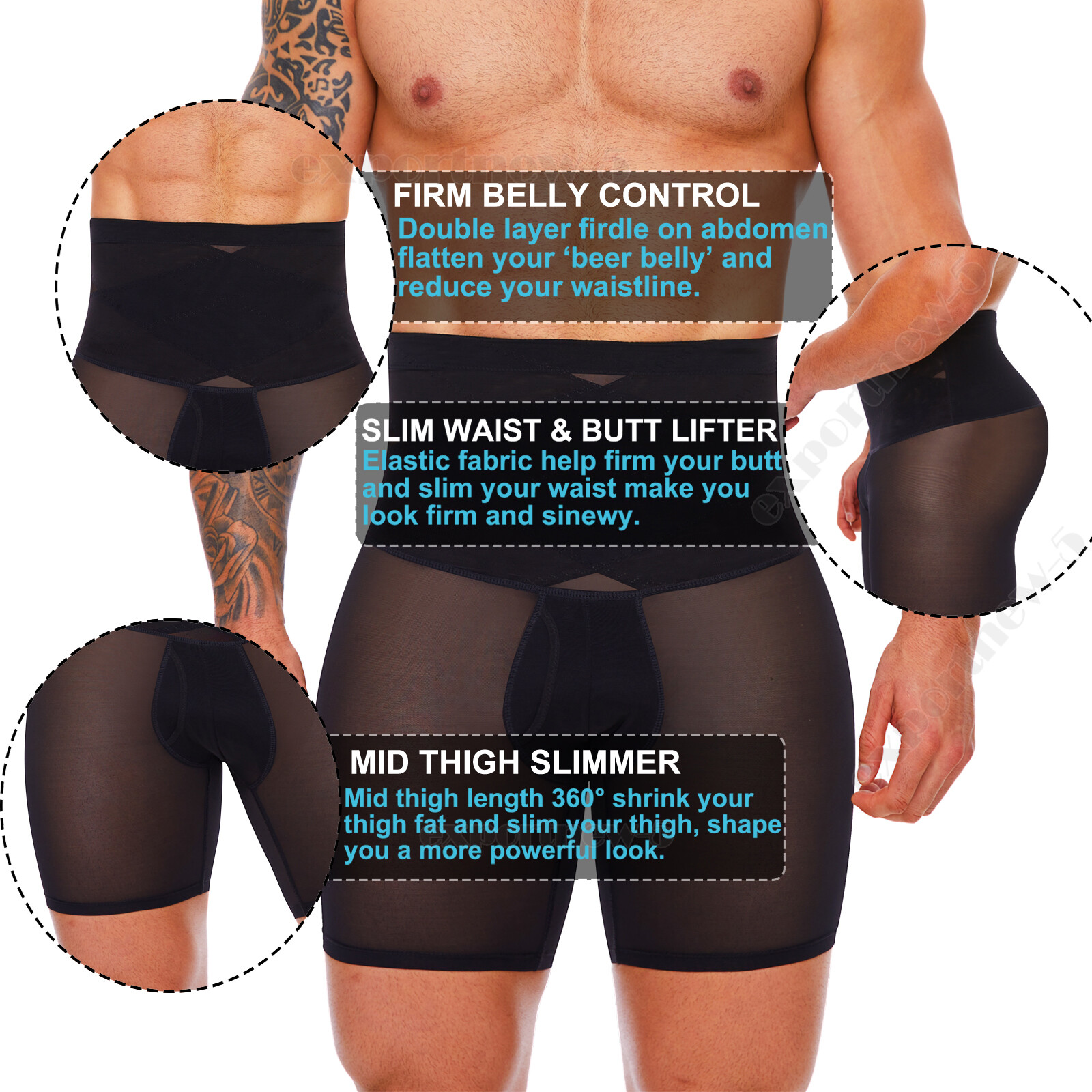 Fajas Colombiana para Hombre Stomach Shaper Boxer Brief Breathable Shapewear Men