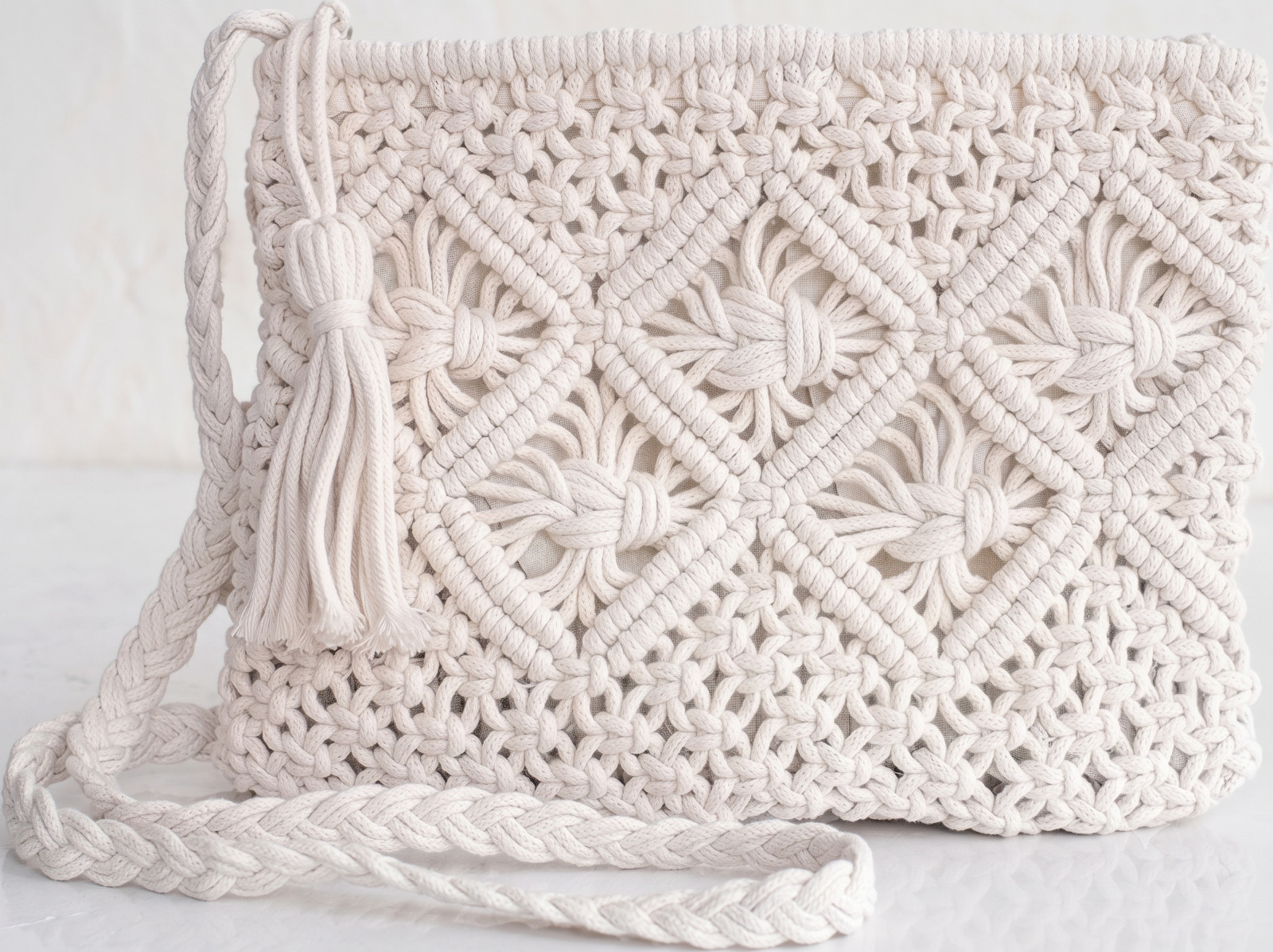 Boho-Chic Cotton Crossbody Tote With Tassels, Eco-Friendly, Stylish Shoulder Bag