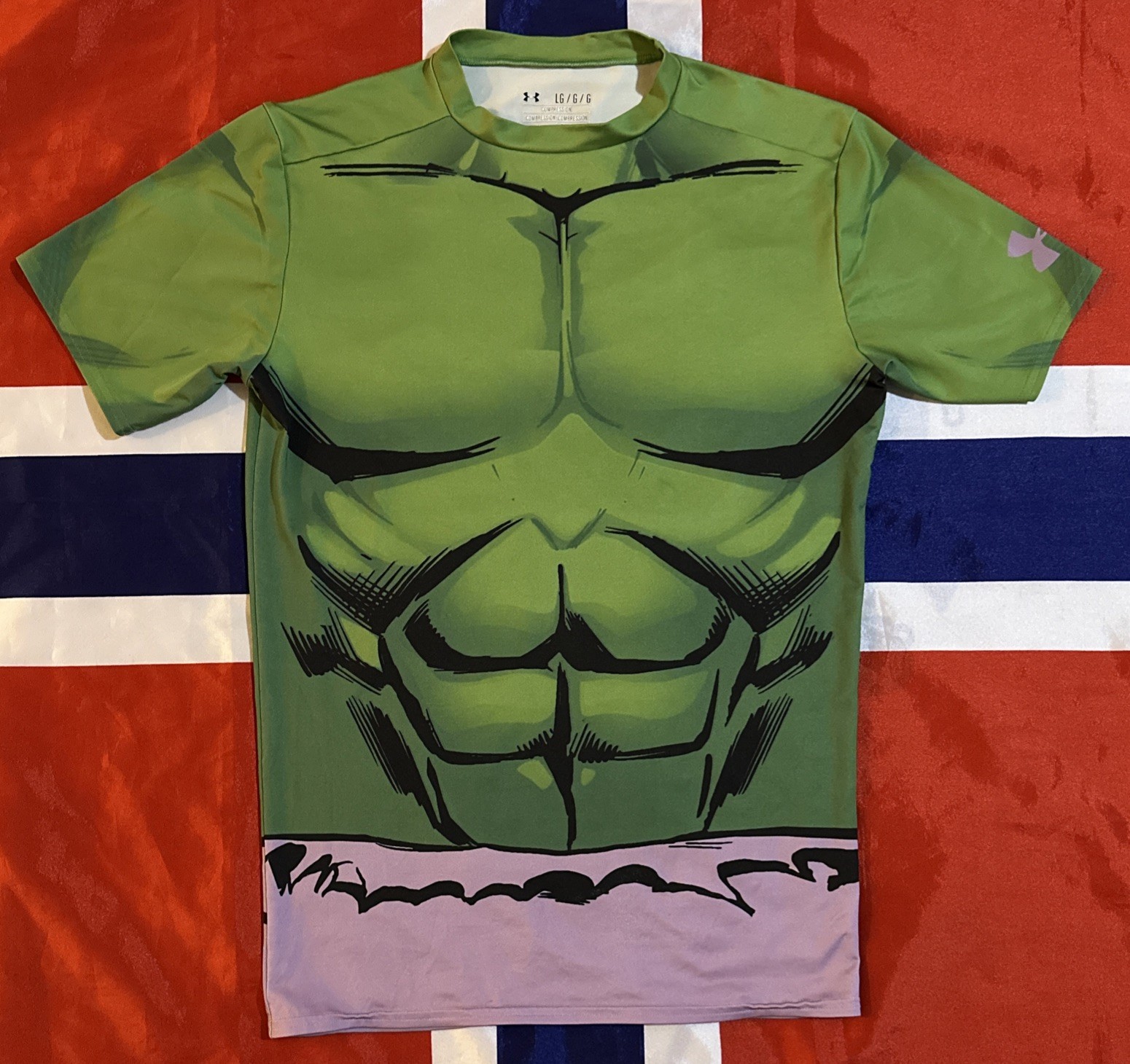 Under Armour Hulk Compression Shirt Alter Ego Mens L Marvel HeatGear Gym Tee